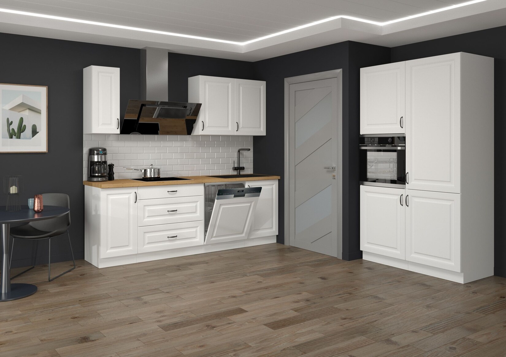 Landhaus Küche Stilo Weiß 230 + 120 cm Küchenzeile Küchenblock Einbauküche | 04262354973225