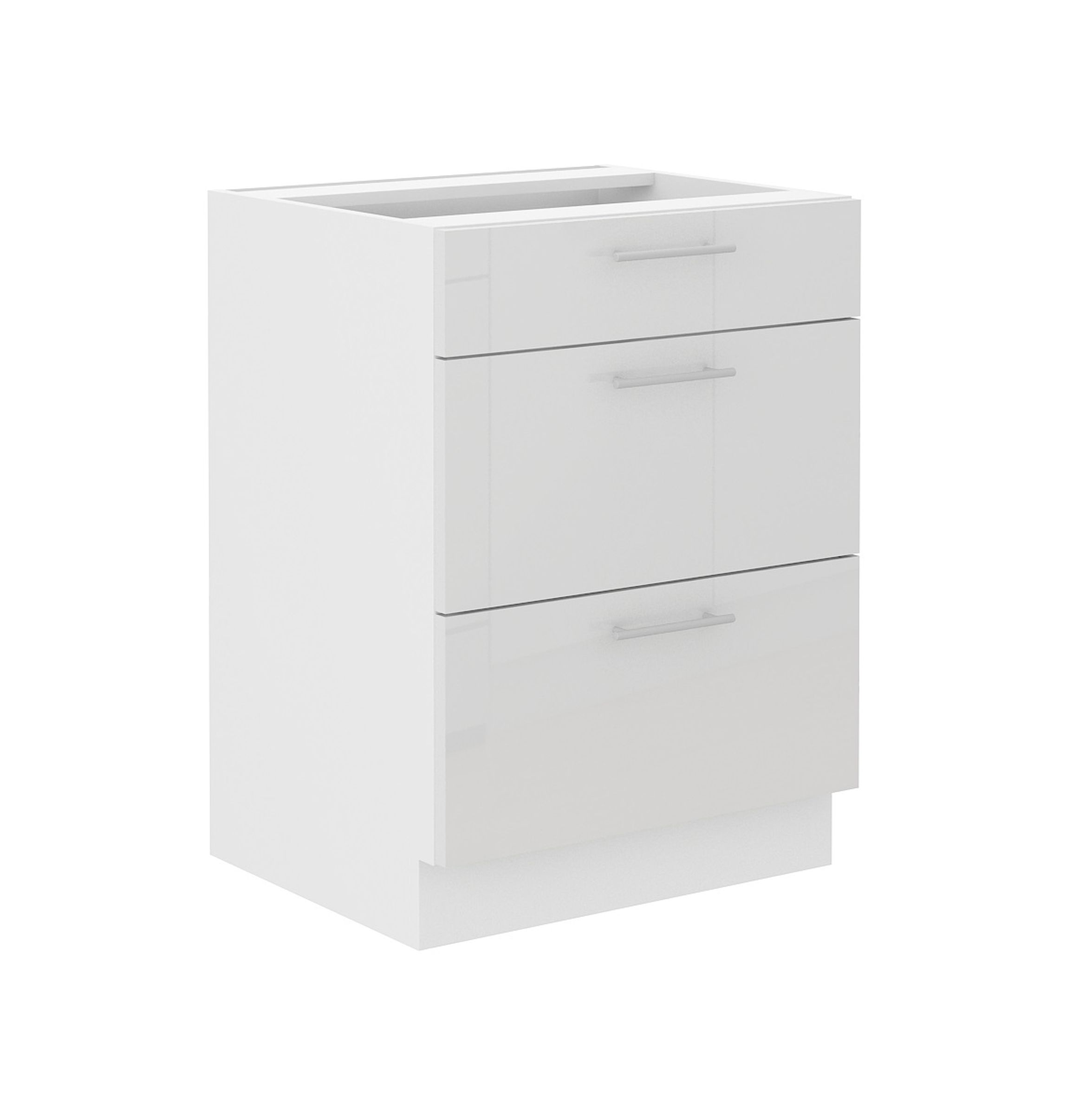 Unterschrank 60 Lara Wei&szlig; Hochglanz K&uuml;chenzeile K&uuml;chenblock K&uuml;che Soft-Close - Bild 1