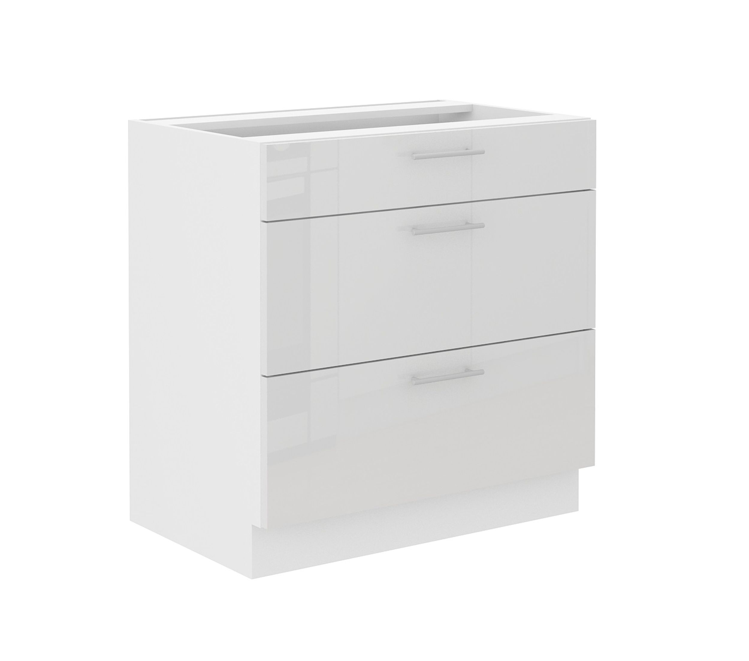 Unterschrank 80 Lara Wei&szlig; Hochglanz K&uuml;chenzeile K&uuml;chenblock K&uuml;che Soft-Close - Bild 1