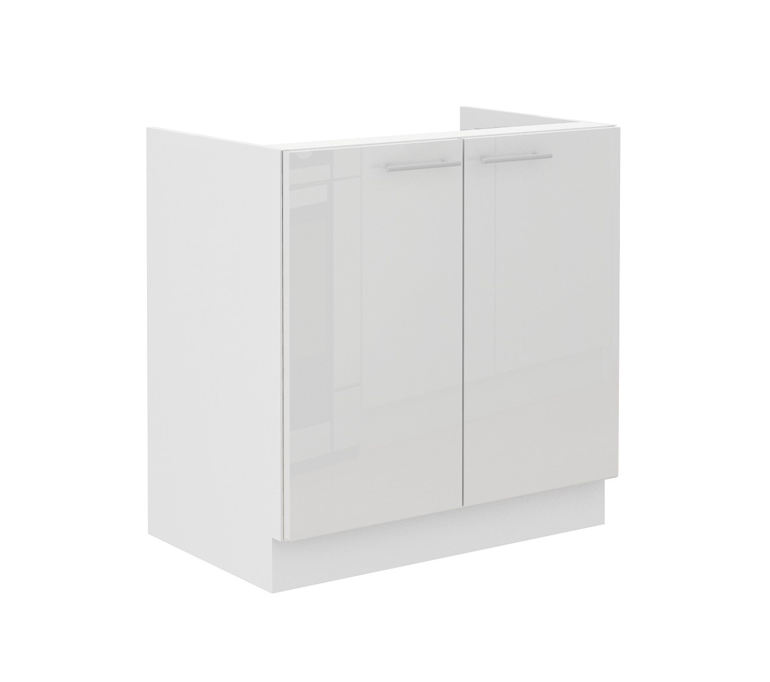 Sp&uuml;lenschrank 80 Lara Wei&szlig; Hochglanz + Wei&szlig; matt K&uuml;chenzeile K&uuml;chenblock K&uuml;che - Bild 1