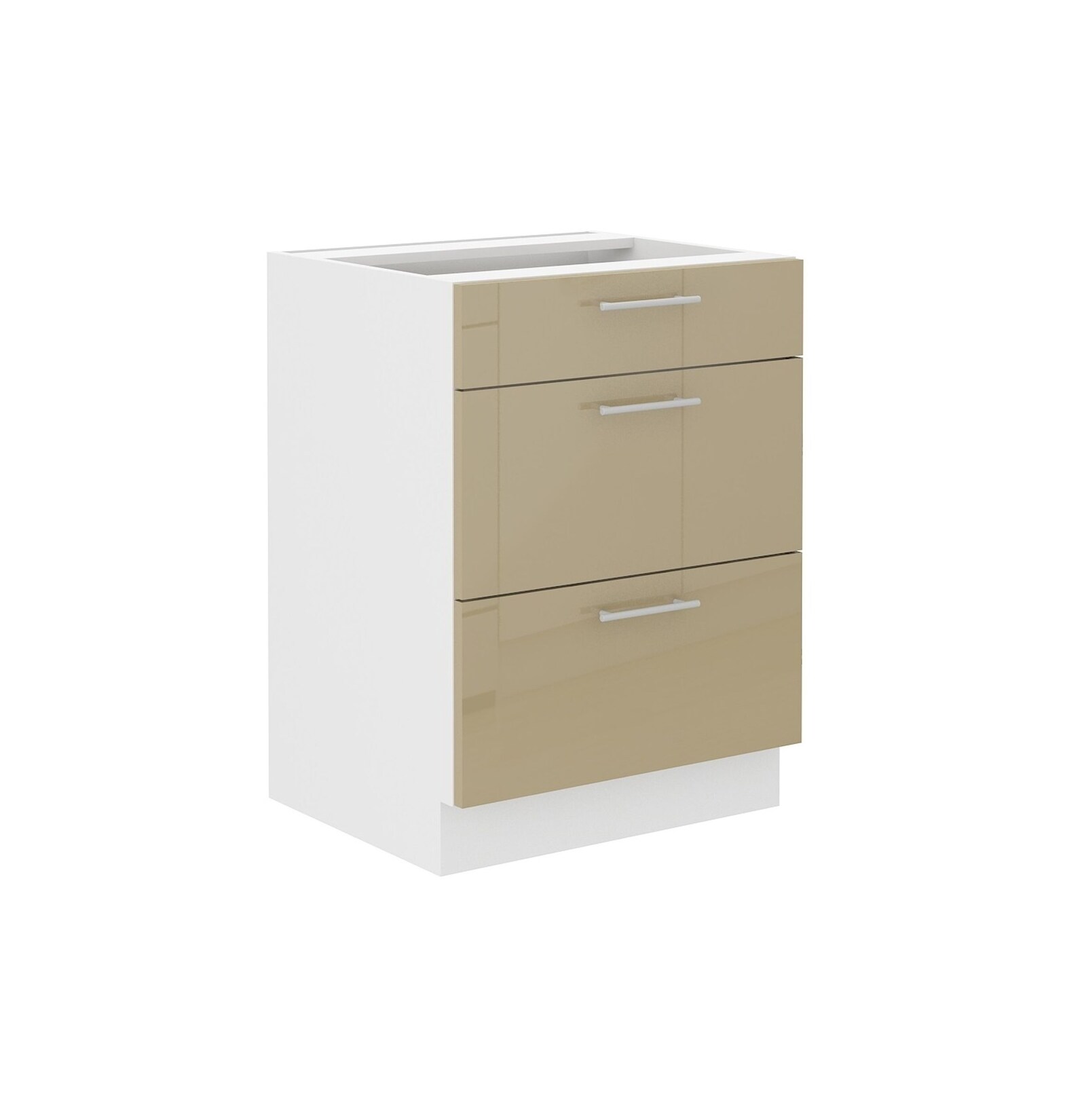 Unterschrank 60 Lara Cappuccino Hochglanz Küchenzeile Küchenblock Soft-Close