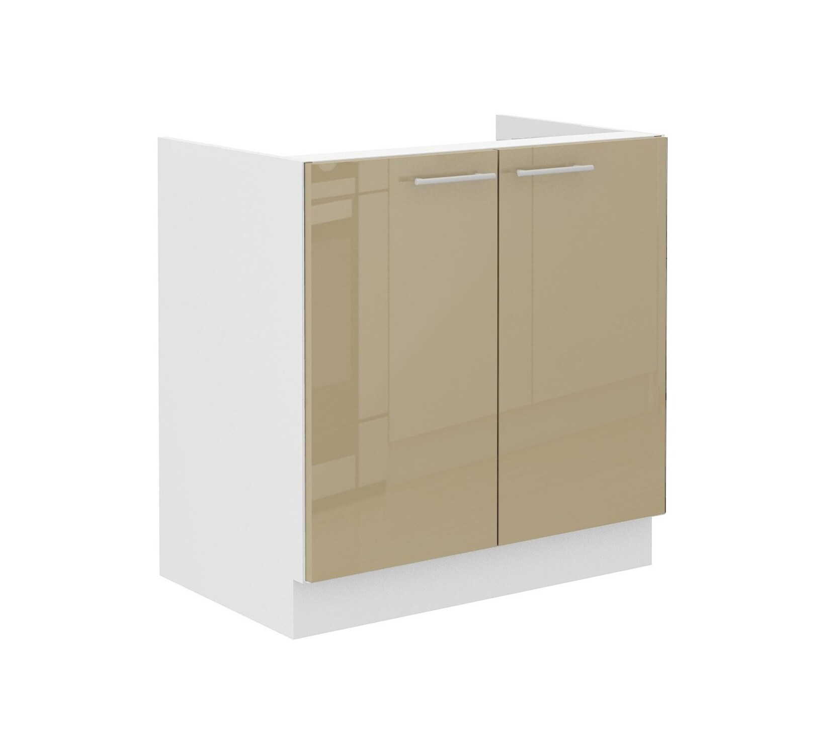 Spülenschrank 80 Lara Cappuccino Hochglanz + Weiß matt Küchenzeile Küchenblock