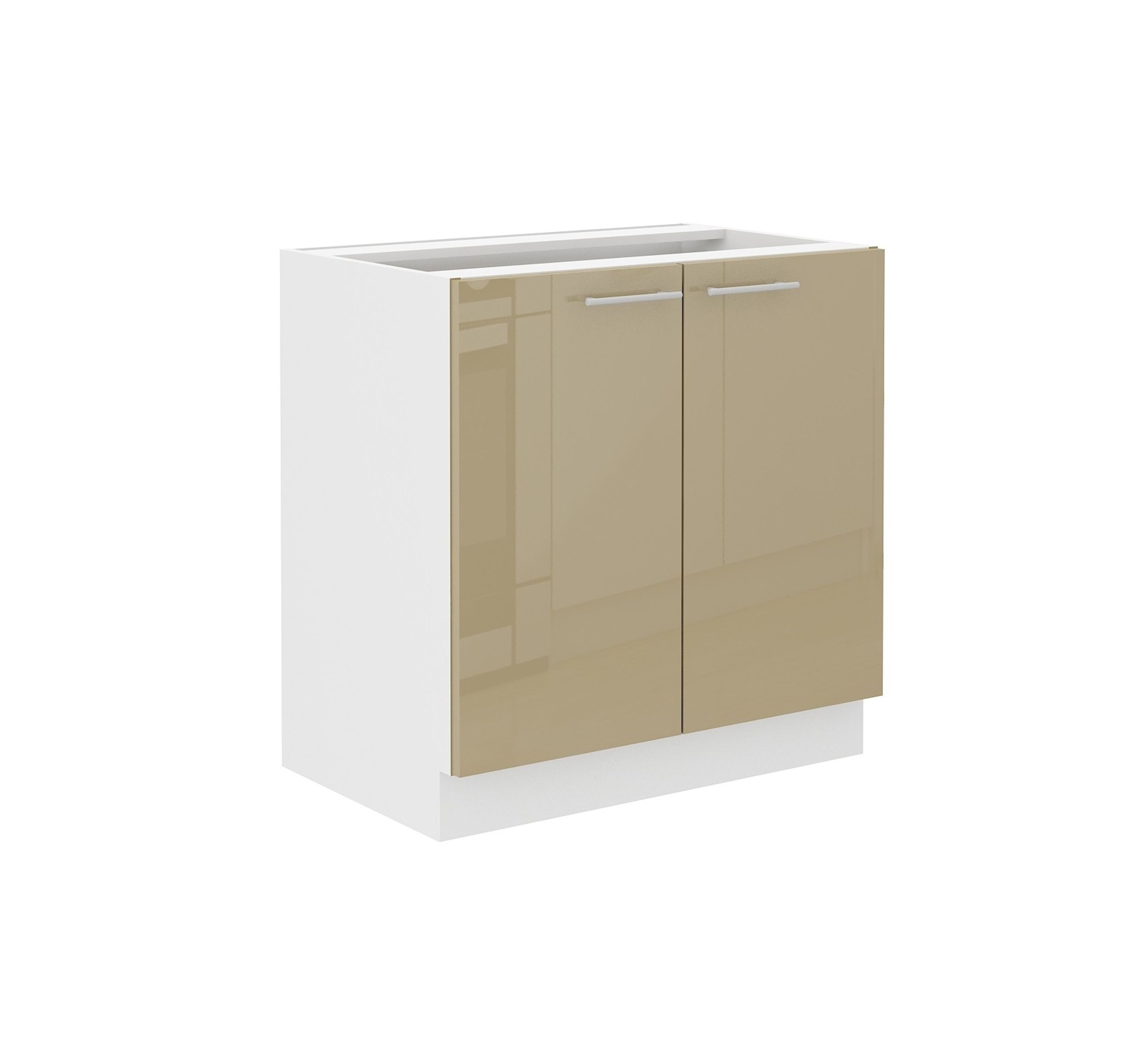 Unterschrank 80 Lara Cappuccino Hochglanz + Wei&szlig; matt K&uuml;chenzeile K&uuml;chenblock - Bild 1