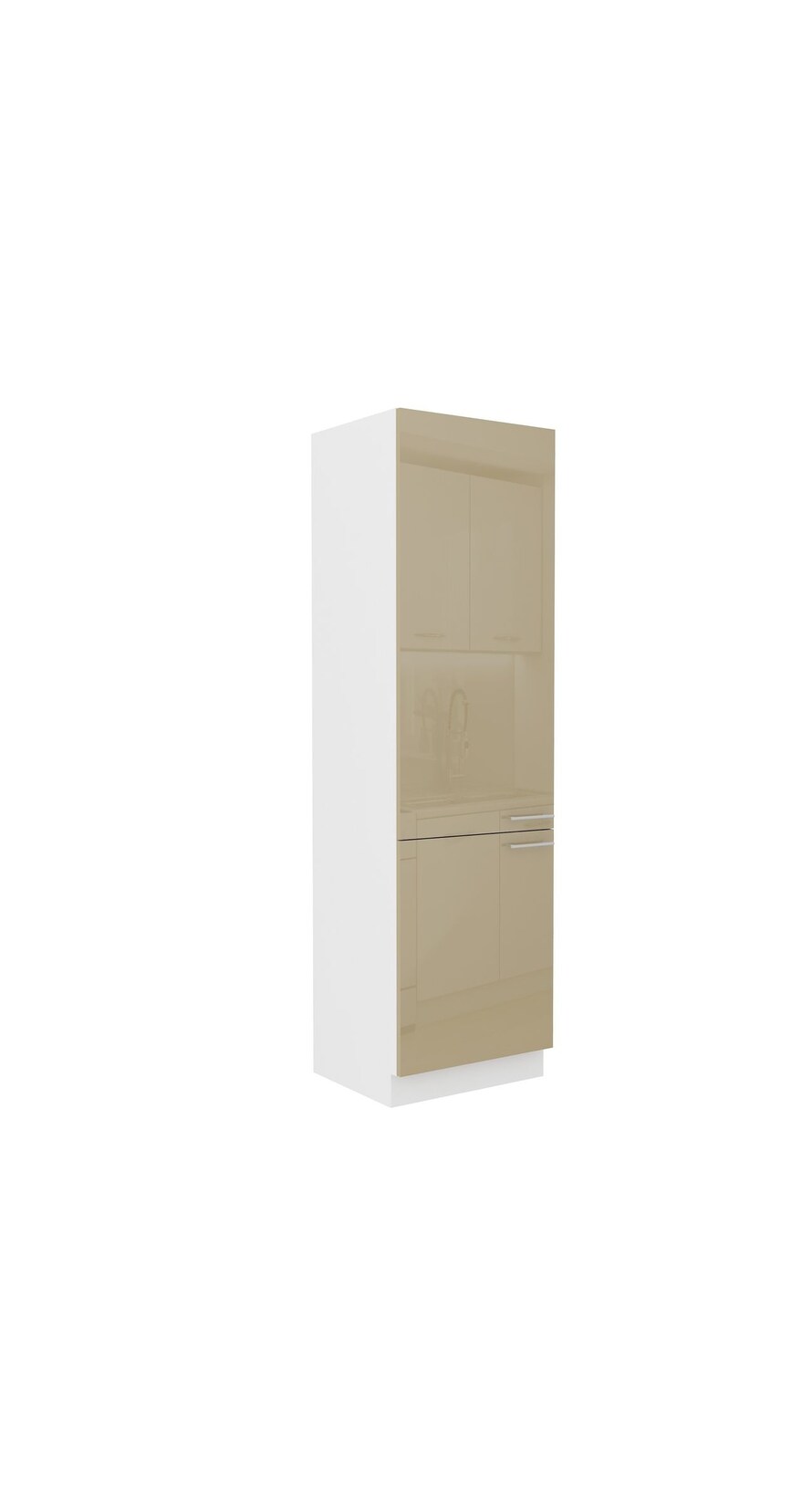 Küchen Hochschrank 60 cm Lara Cappuccino Hochglanz Küchenzeile Küchenblock Küche