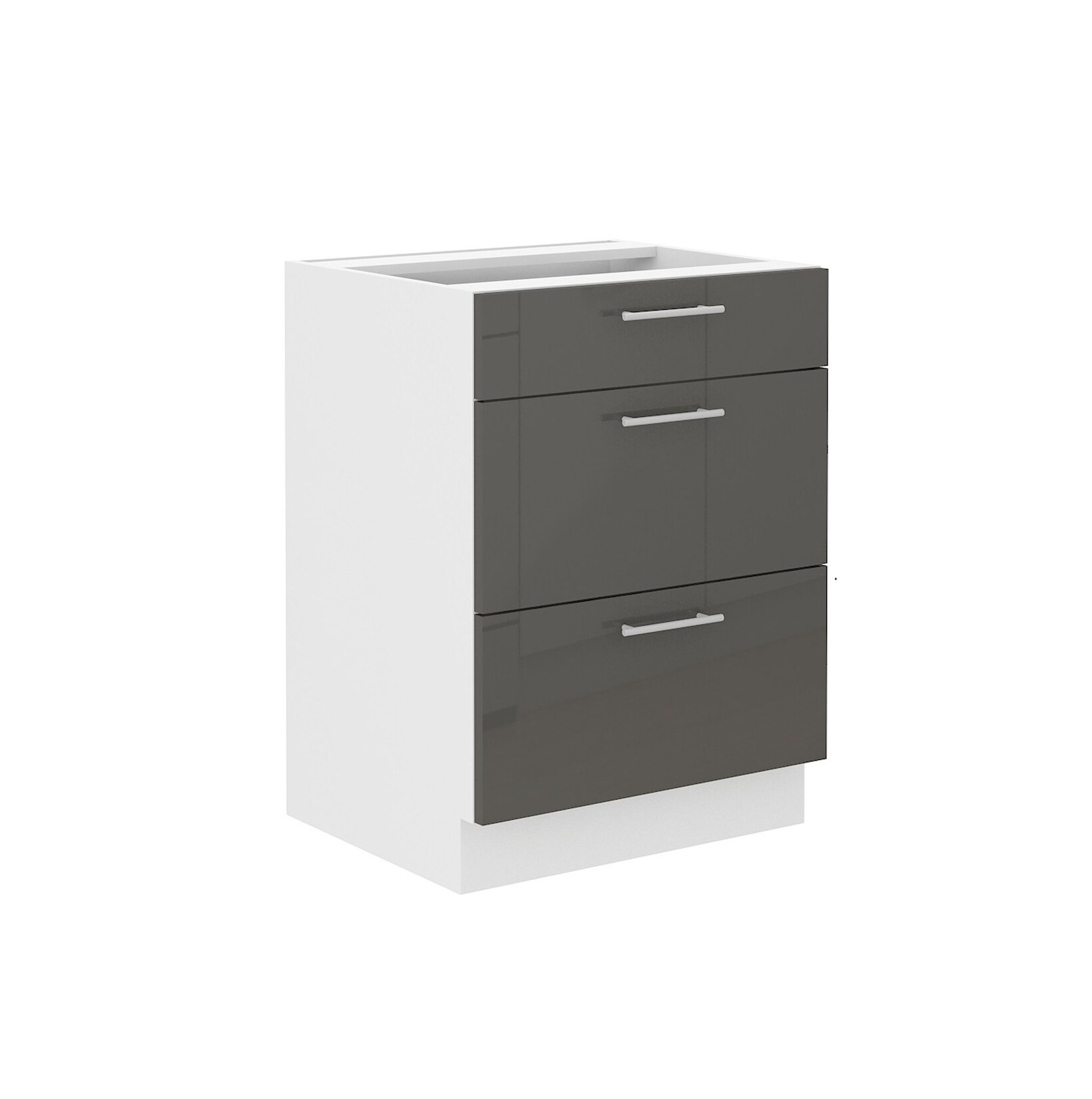 Unterschrank 60 Lara Grau Hochglanz Küchenzeile Küchenblock Küche Soft-Close