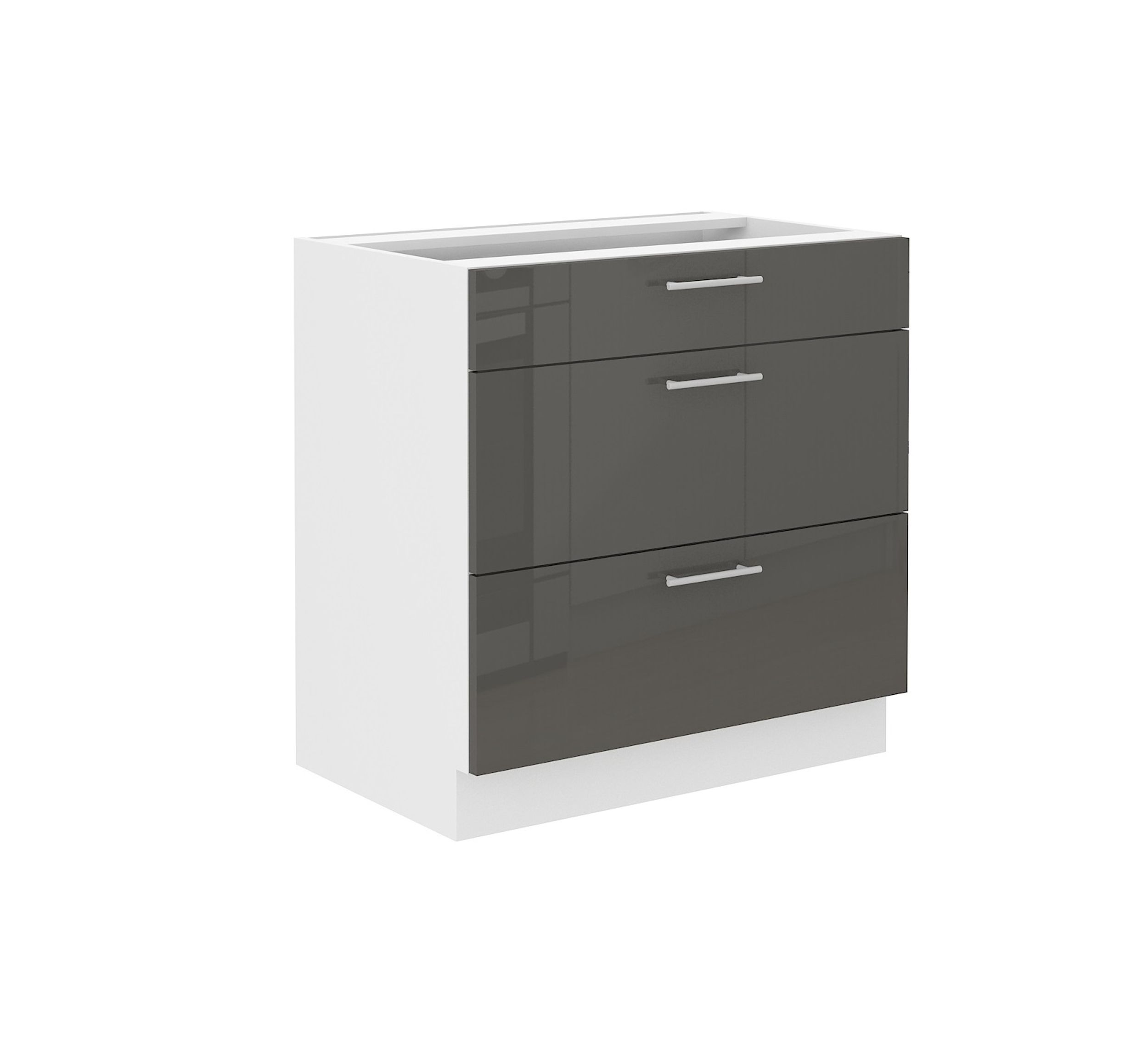 Unterschrank 80 Lara Grau Hochglanz K&uuml;chenzeile K&uuml;chenblock K&uuml;che Soft-Close - Bild 1