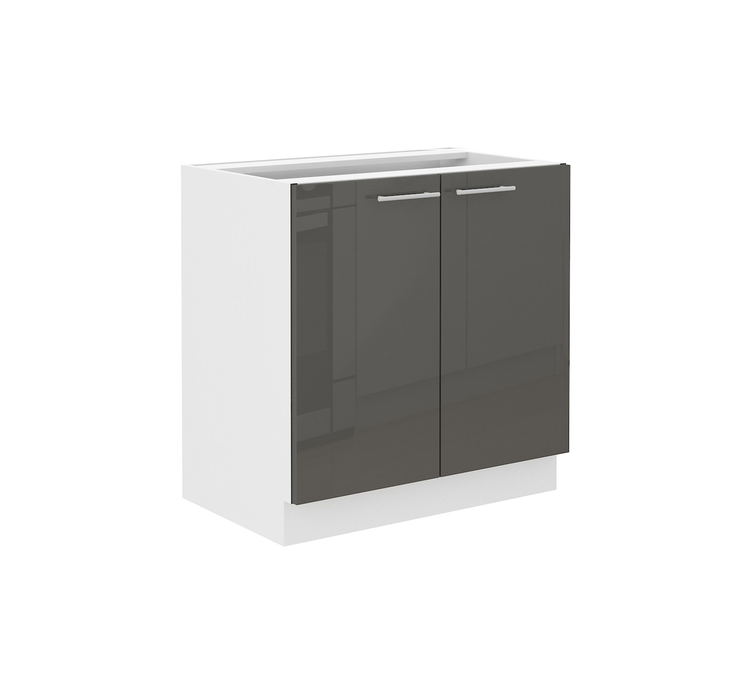Unterschrank 80 Lara Grau Hochglanz + Wei&szlig; matt K&uuml;chenzeile K&uuml;chenblock K&uuml;che - Bild 1