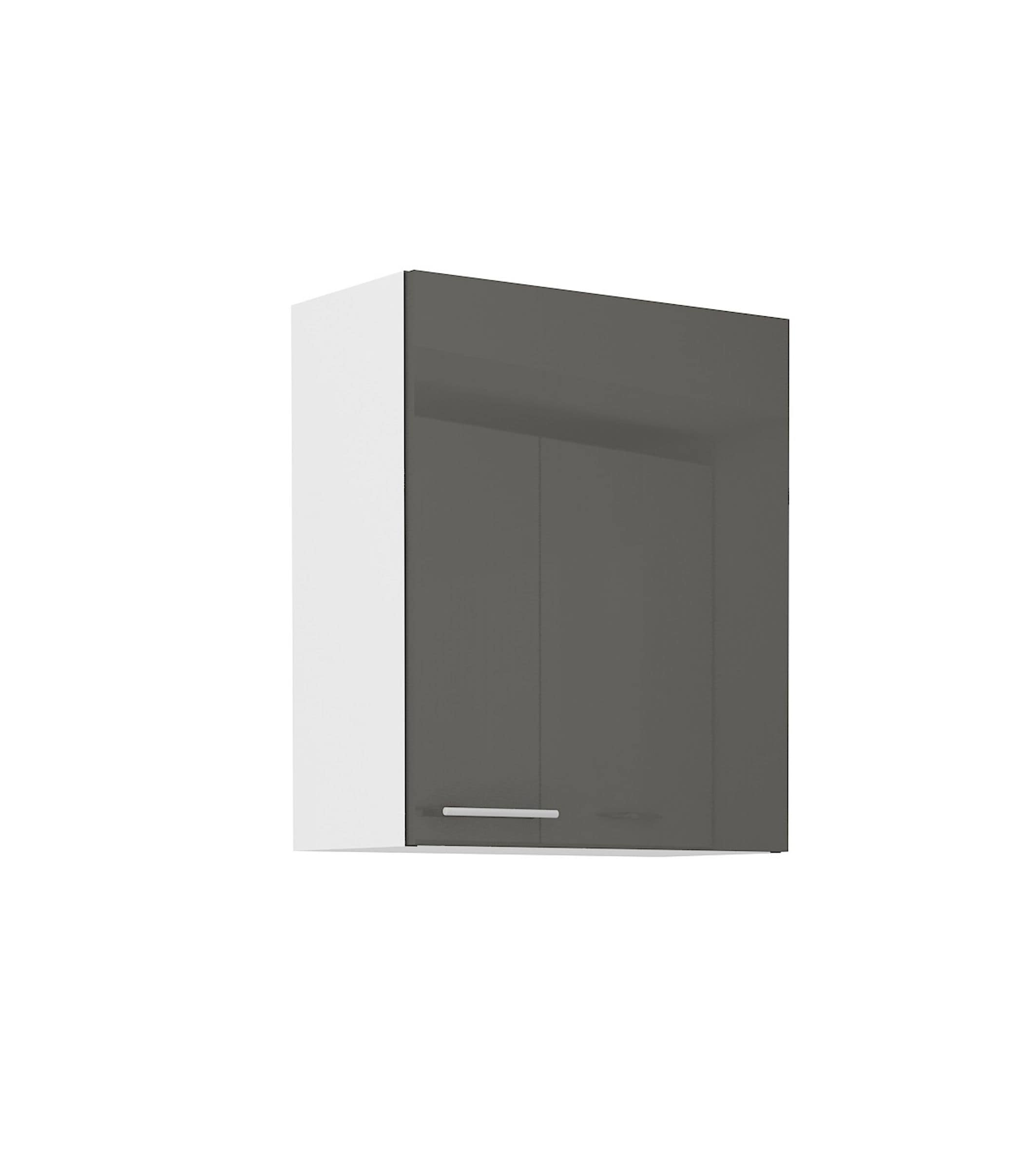 K&uuml;che H&auml;ngeschrank 60 Lara Grau Hochglanz + Weiss matt K&uuml;chenzeile K&uuml;chenblock - Bild 1