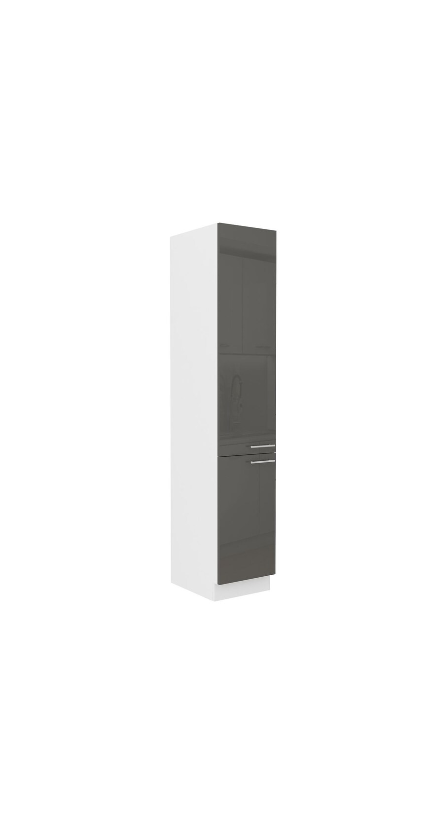 Küchen Hochschrank 40 Lara Grau Hochglanz Küchenzeile Küchenblock Küche