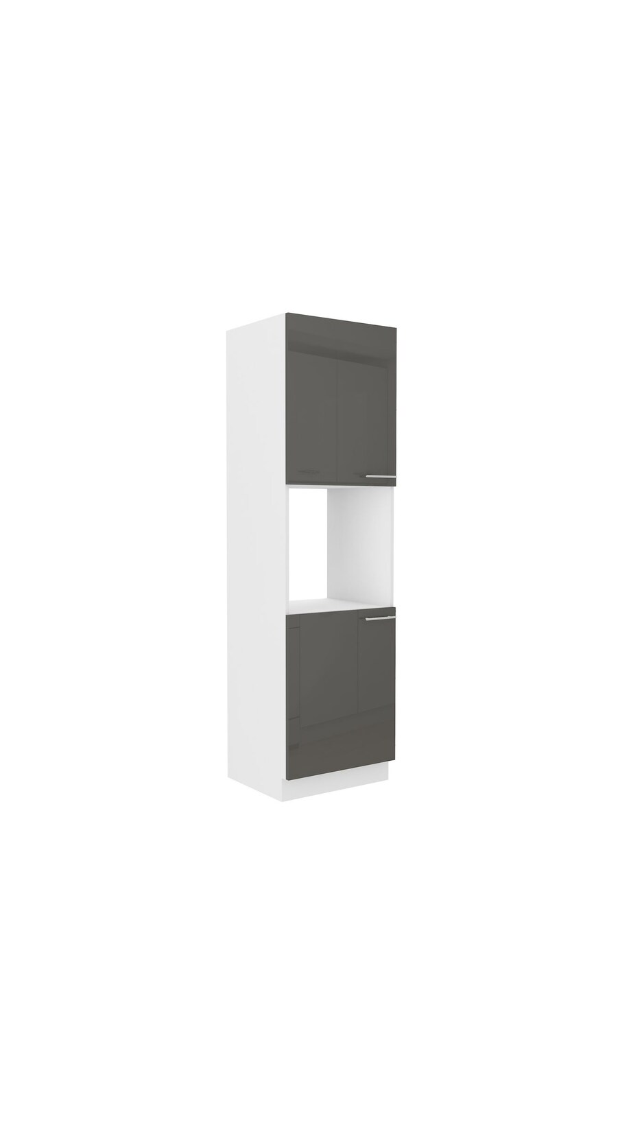 Küchen Hochschrank 60 cm Lara Grau Hochglanz Küchenzeile Küchenblock Küche