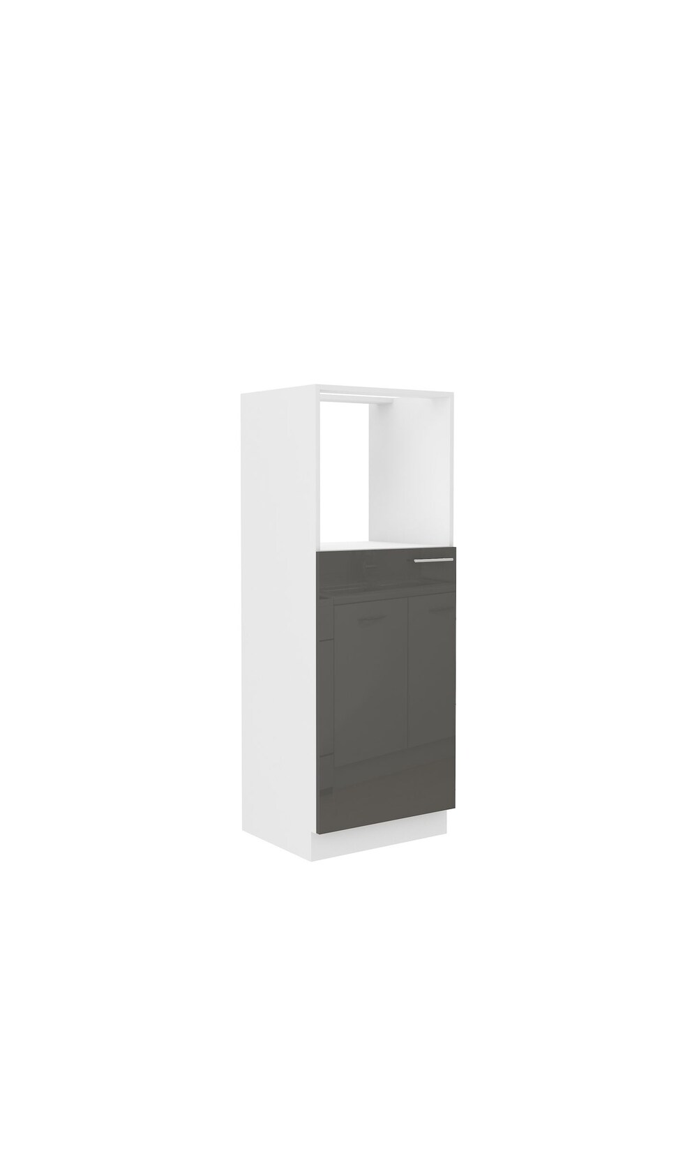 Küchen Midi Hochschrank 60 Lara Grau Glanz + Weiss matt Küchenzeile Küchenblock
