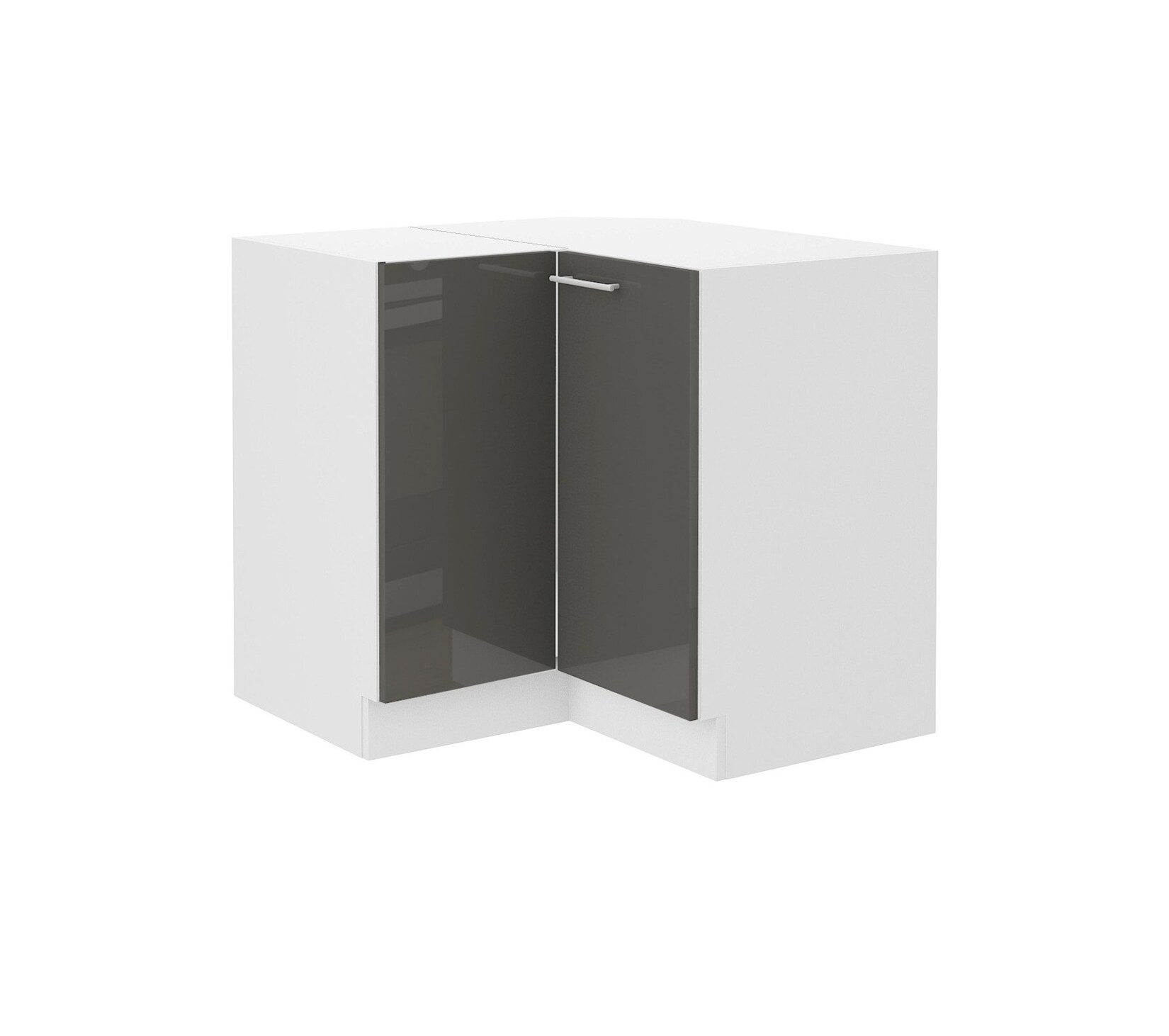 Eckunterschrank 90x90 cm Lara Grau Hochglanz Küchenzeile Küchenblock Küche