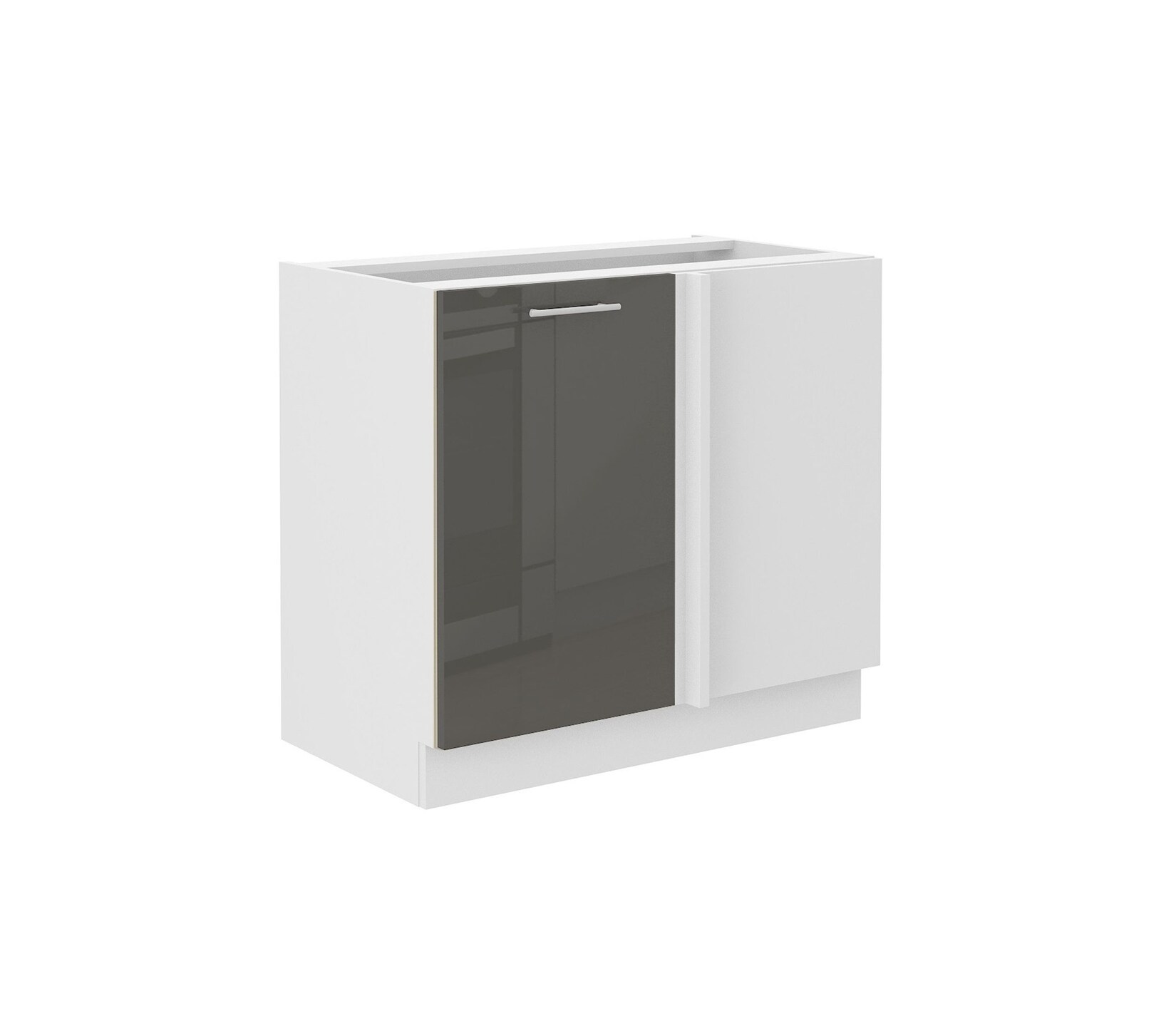Lara Eckunterschrank 105 cm Grau Glanz + Weiß matt Küchenzeile Küchenblock Küche