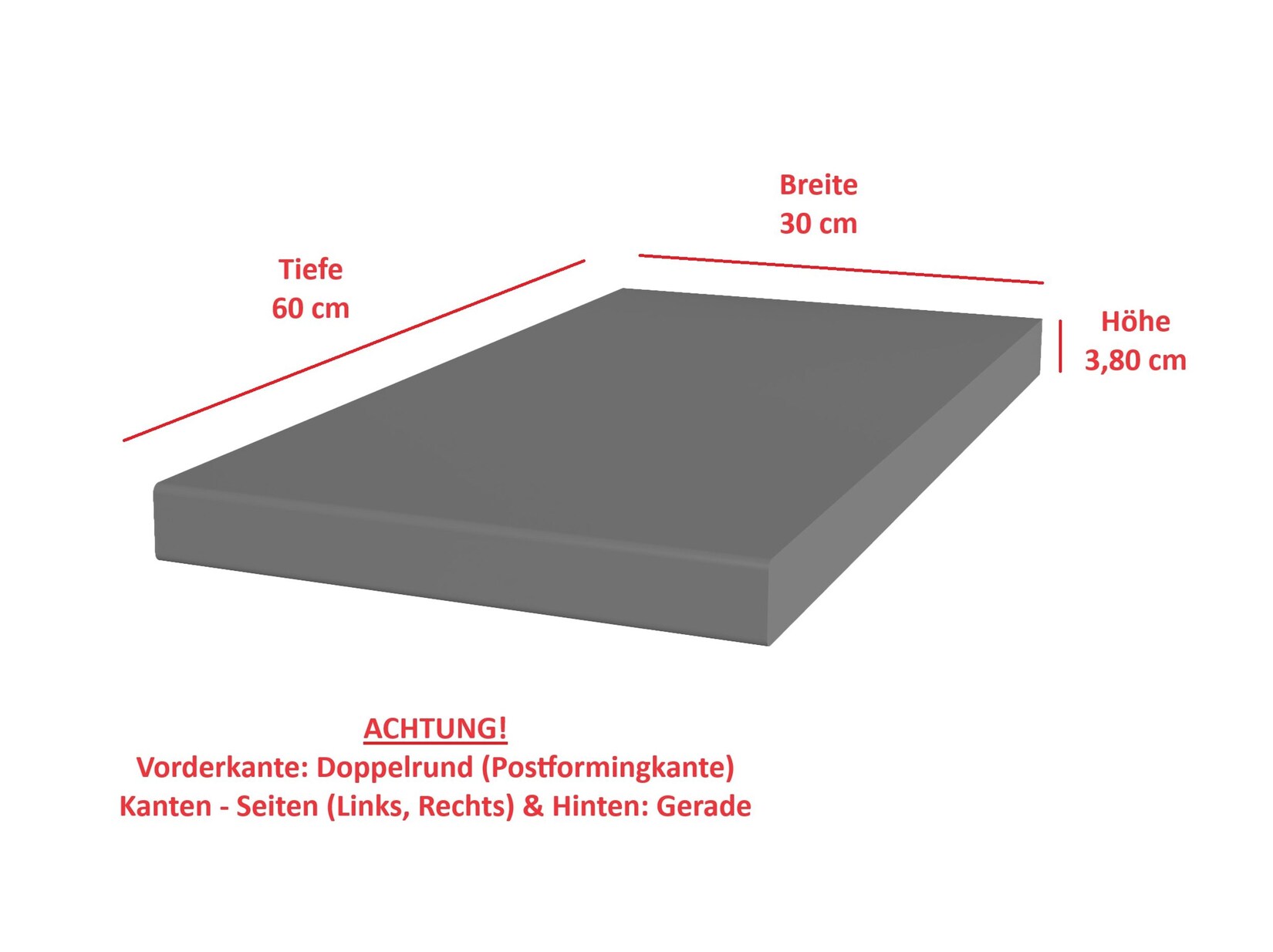 Arbeitsplatte 30 cm 38mm Anthrazit matt Küche Nessa Scandi Old Style Ava-AR Luna