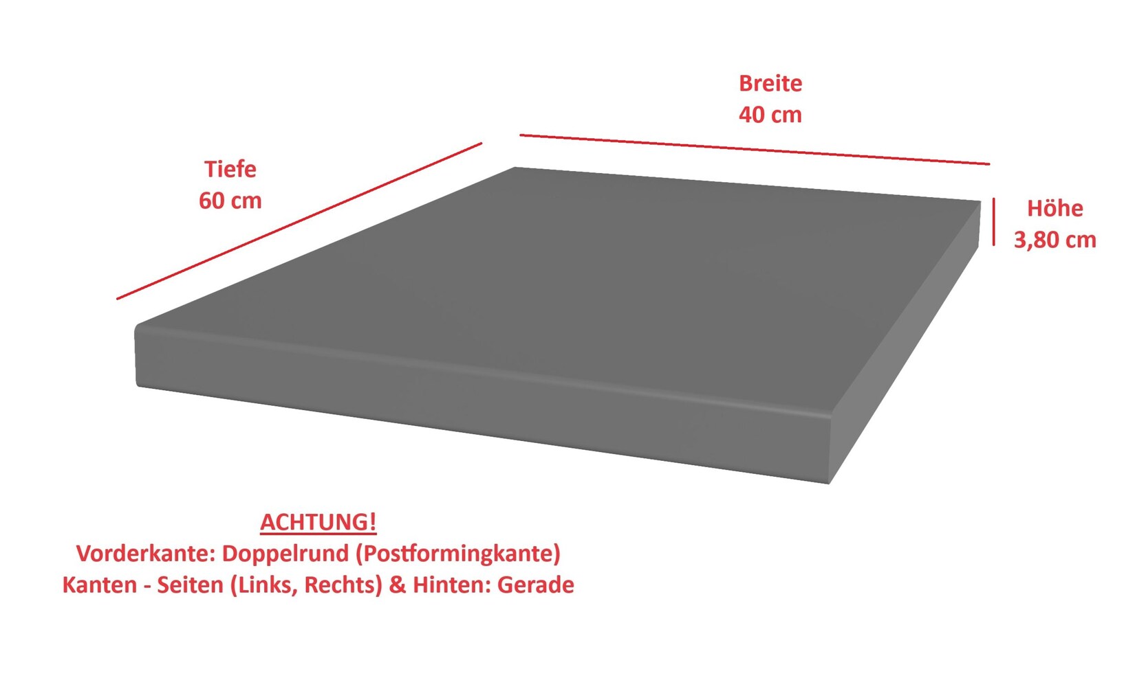 Arbeitsplatte 40 cm 38mm Anthrazit matt Küche Nessa Scandi Old Style Ava-AR Luna