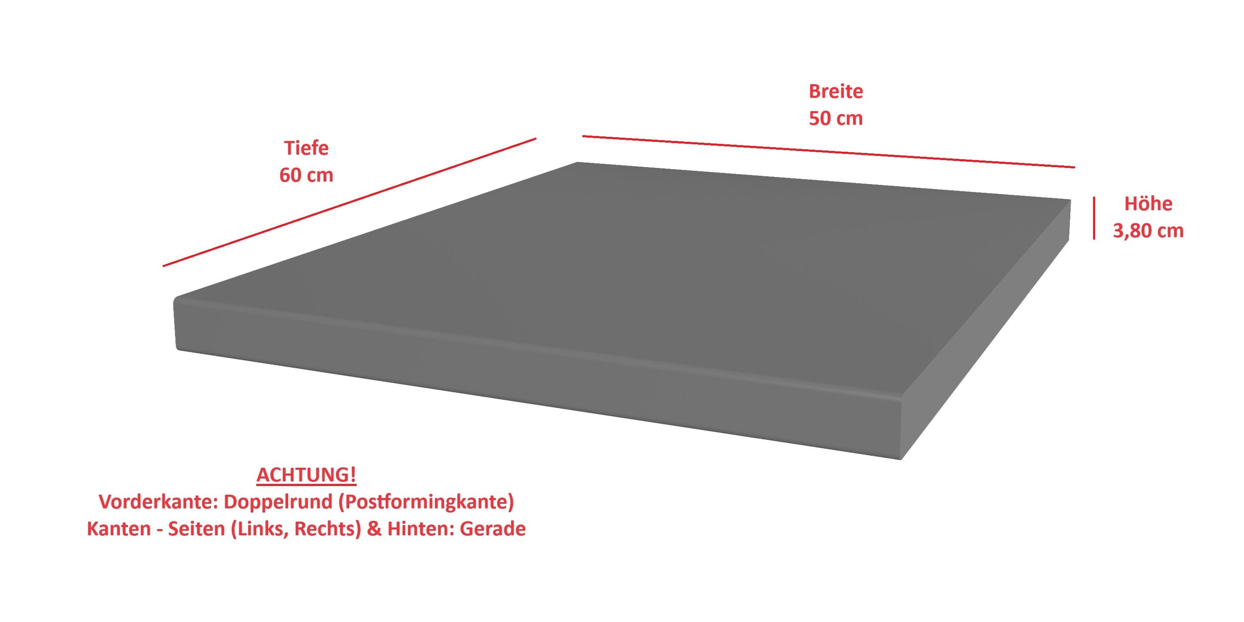 Arbeitsplatte 50 cm 38mm Anthrazit matt K&uuml;che Nessa Scandi Old Style Ava-AR Luna - Bild 1
