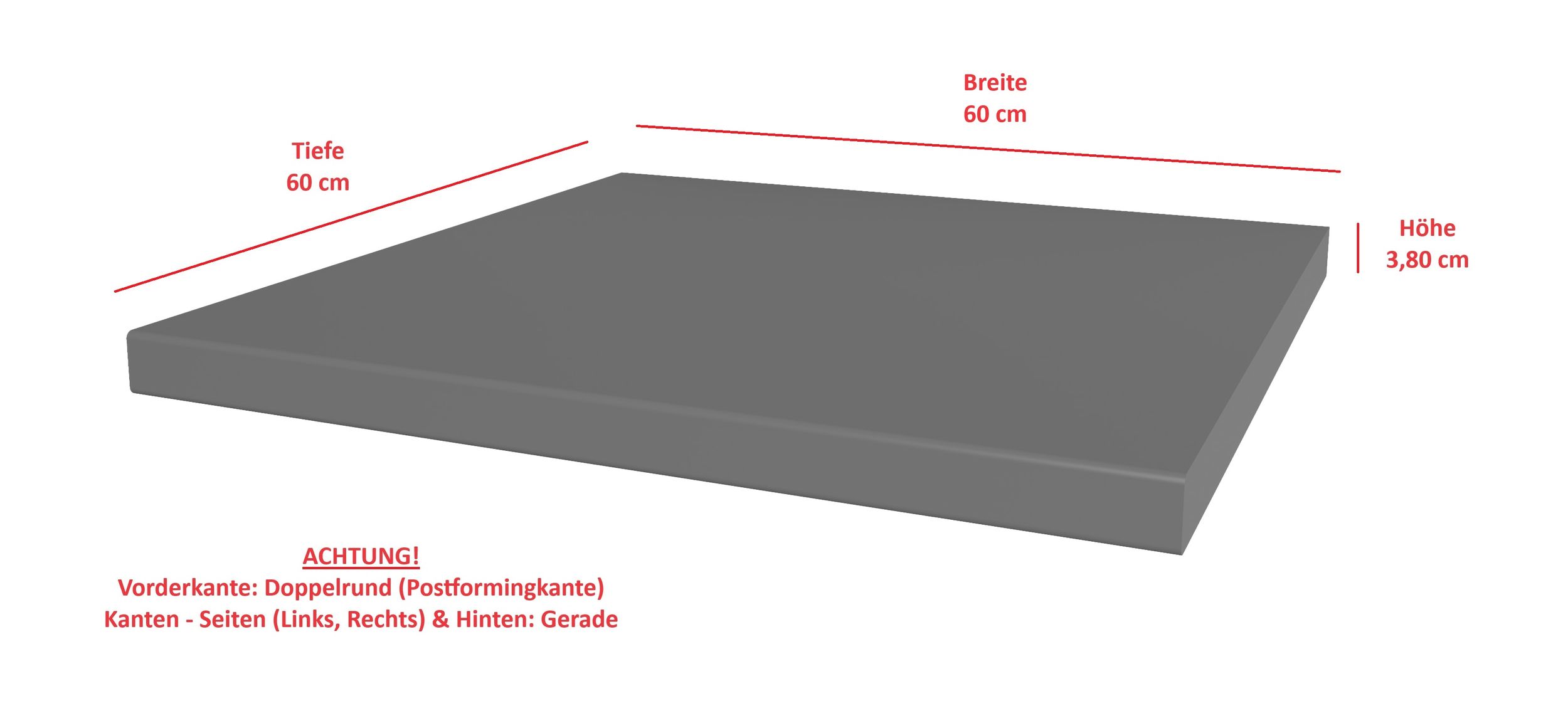 Arbeitsplatte 60 cm 38mm Anthrazit matt K&uuml;che Nessa Scandi Old Style Ava-AR Luna - Bild 1