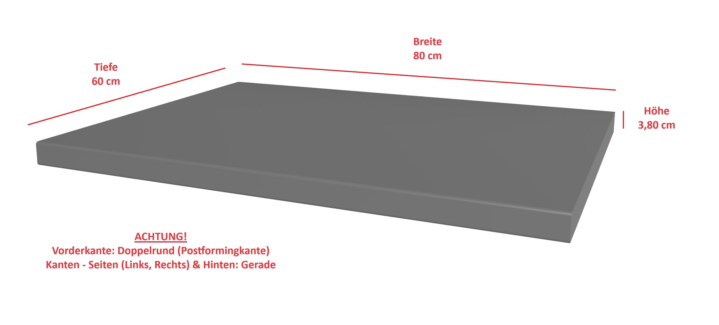 Arbeitsplatte 80 cm 38mm Anthrazit matt K&uuml;che Nessa Scandi Old Style Ava-AR Luna - Bild 1