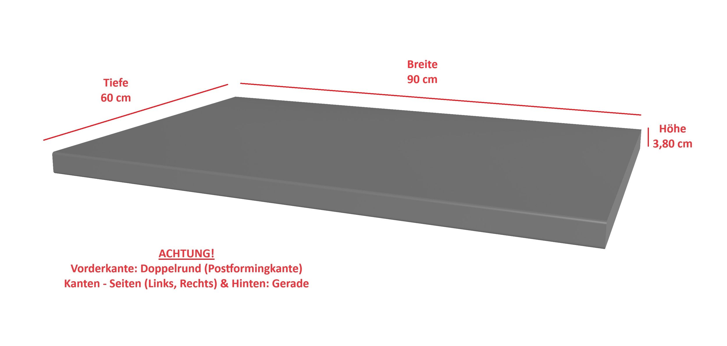 Arbeitsplatte 90 cm 38mm Anthrazit matt K&uuml;che Nessa Scandi Old Style Ava-AR Luna - Bild 1