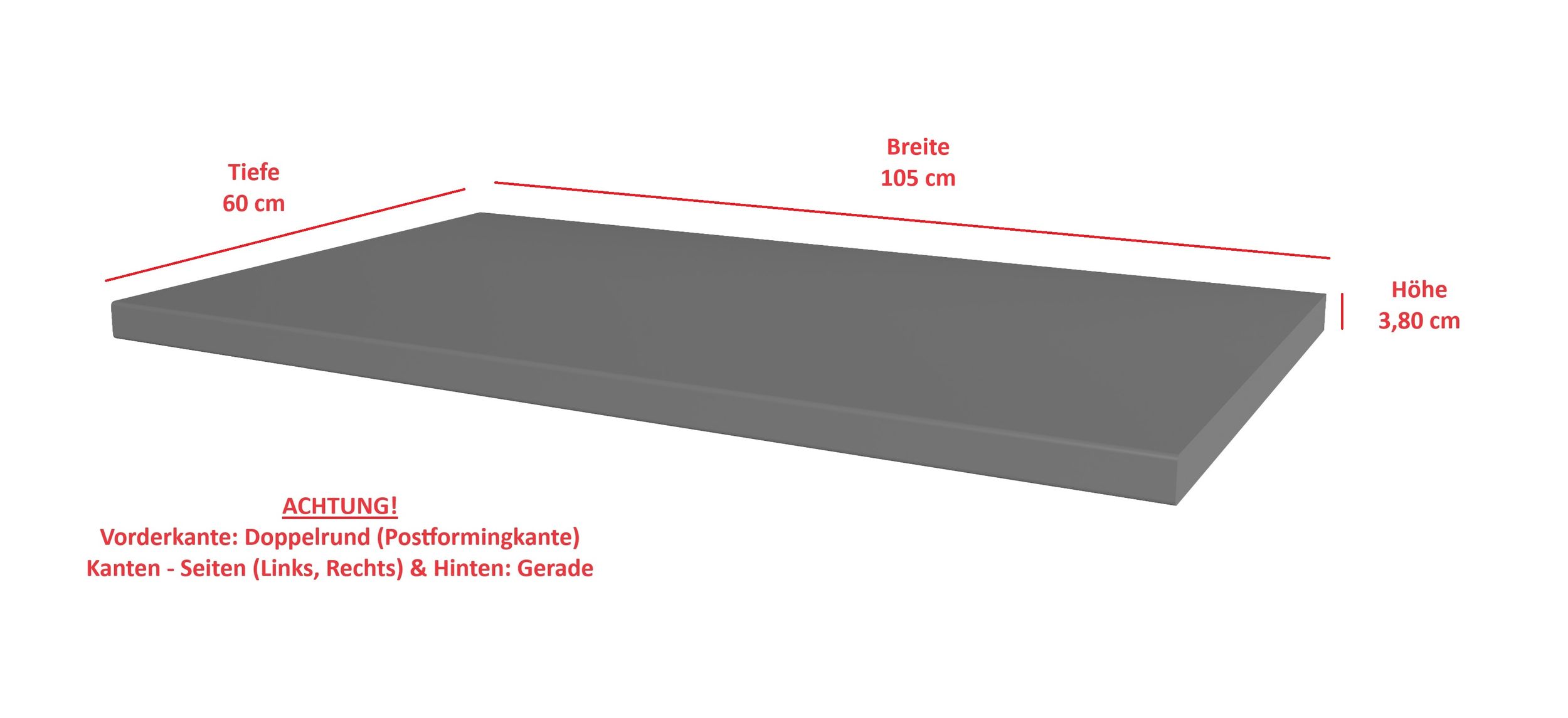 Arbeitsplatte 105cm 38mm Anthrazit matt K&uuml;che Nessa Scandi Old Style Ava-AR Luna - Bild 1