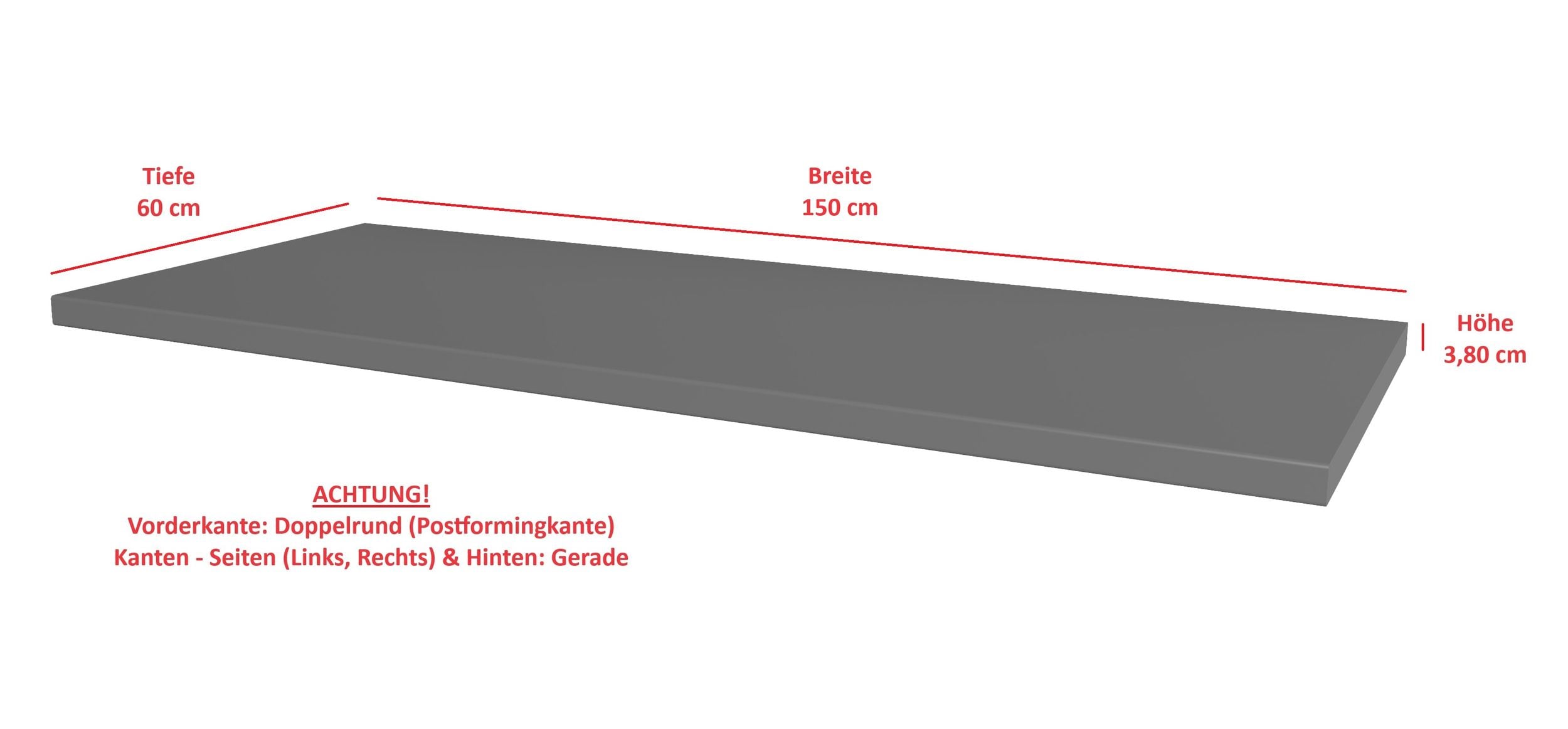 Arbeitsplatte 150cm 38mm Anthrazit matt K&uuml;che Nessa Scandi Old Style Ava-AR Luna - Bild 1
