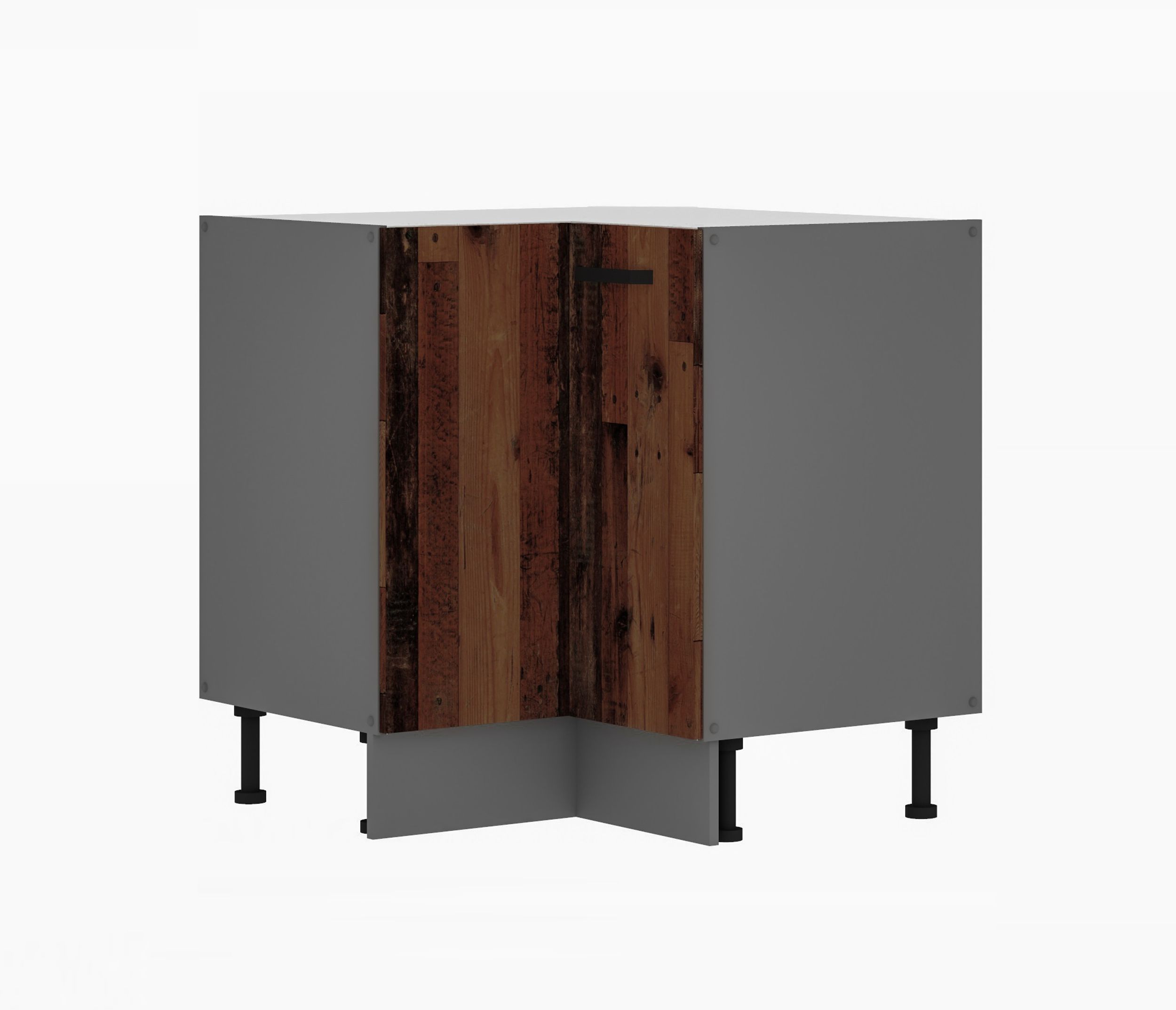 K&uuml;che OLD STYLE Eckunterschrank 90X90 Old Wood Anthrazit K&uuml;chenzeile Einbauk&uuml;che - Bild 1