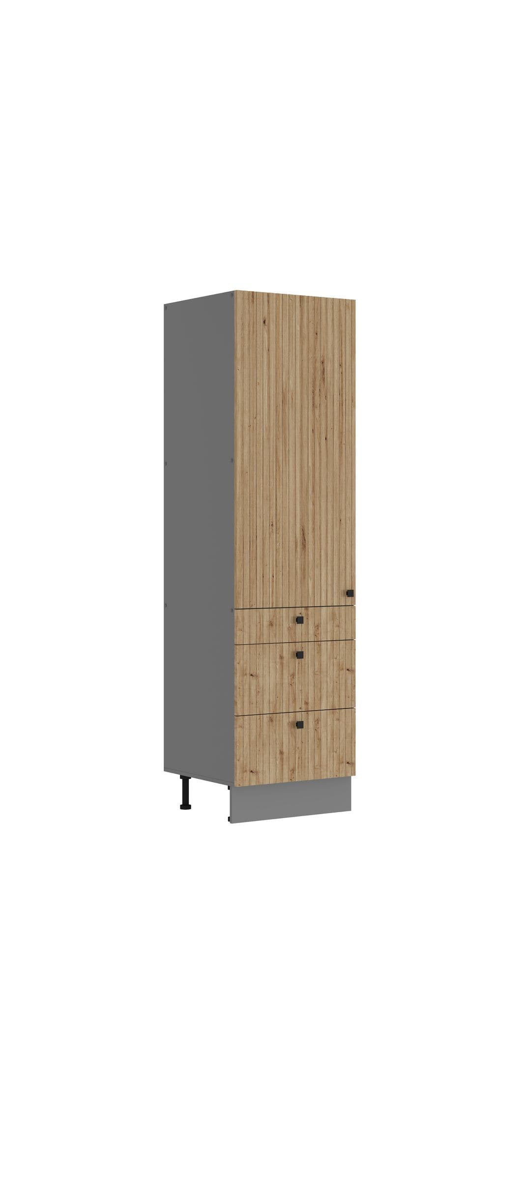 K&uuml;che AVA Artisan Hochschrank 60 cm Lamellenoptik K&uuml;chenzeile Einbauk&uuml;che - Bild 1