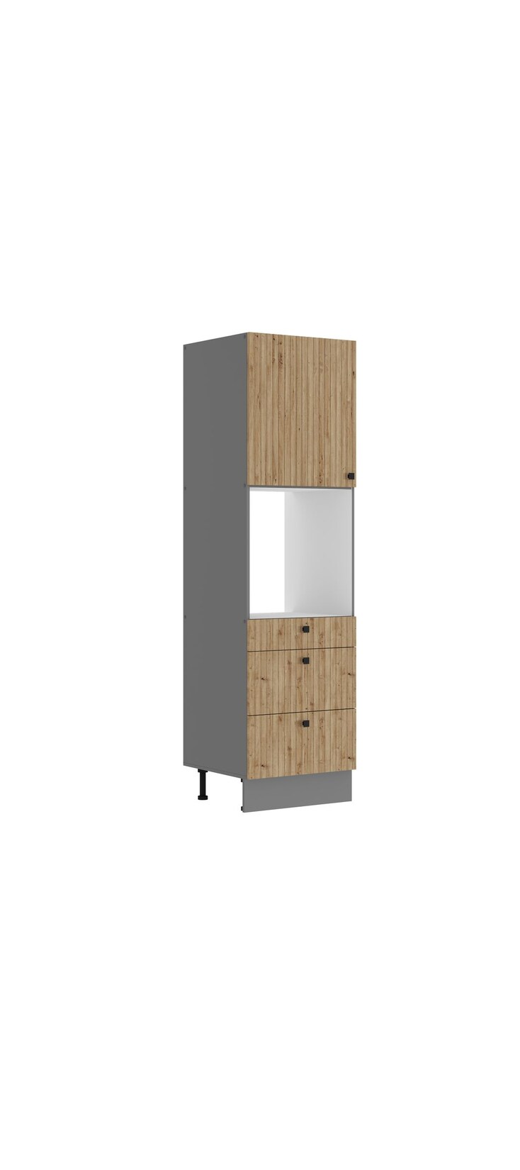 Küche AVA Artisan Hochschrank 60 cm Lamellenoptik Küchenzeile Einbauküche