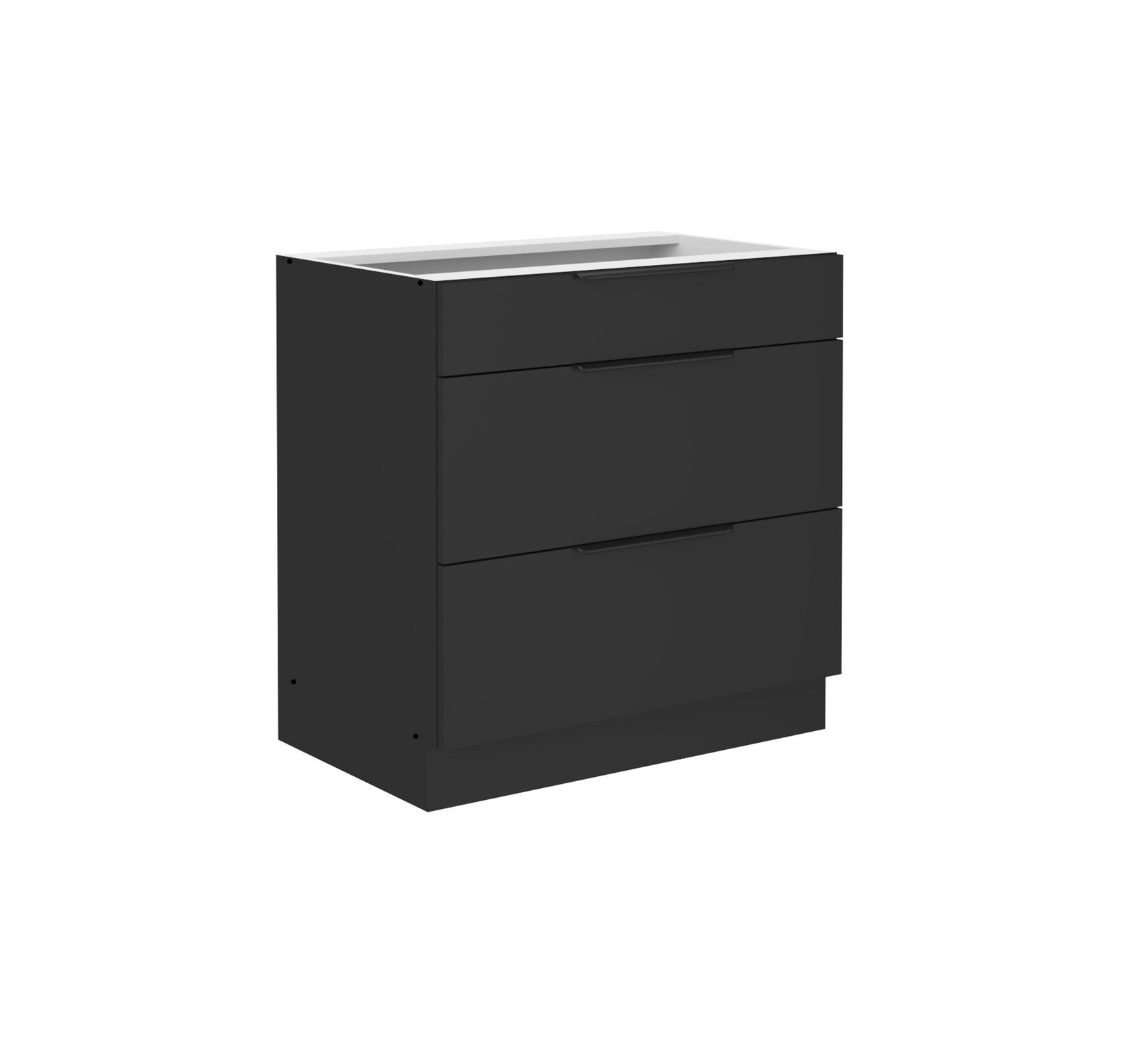 Küchen Unterschrank 80 cm SIENA Schwarz Vollauszug Soft-Close Küche Küchenzeile
