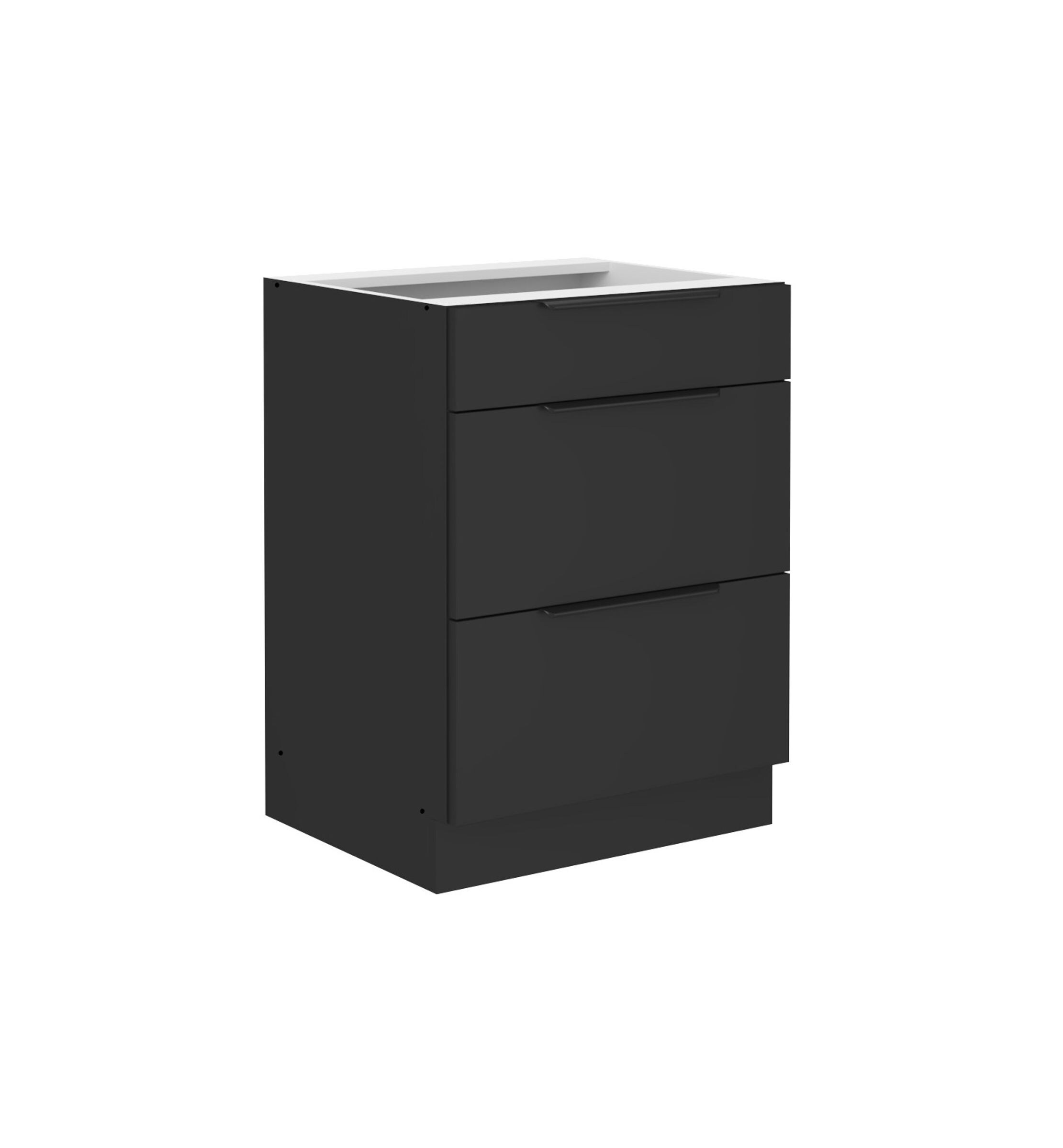 K&uuml;chen Unterschrank 60 cm SIENA Schwarz Vollauszug Soft-Close K&uuml;che K&uuml;chenzeile - Bild 1