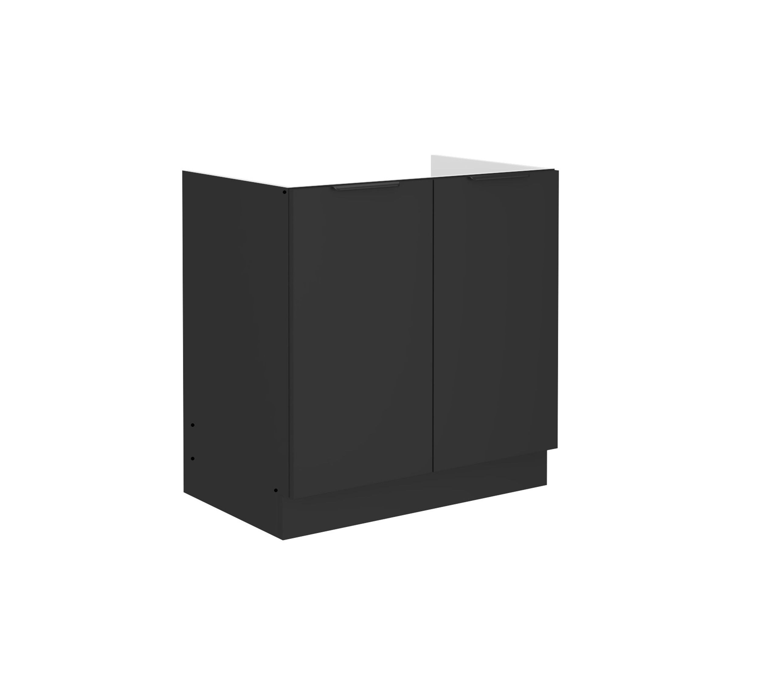 K&uuml;chen Sp&uuml;lenunterschrank 80 cm SIENA Schwarz K&uuml;che K&uuml;chenzeile K&uuml;chenblock - Bild 1