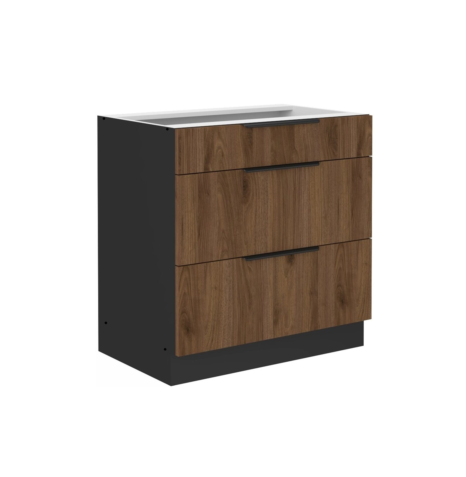 Küchen Unterschrank 80 cm Küche MONZA Okapi Nußbaum Soft-Close Küchenzeile