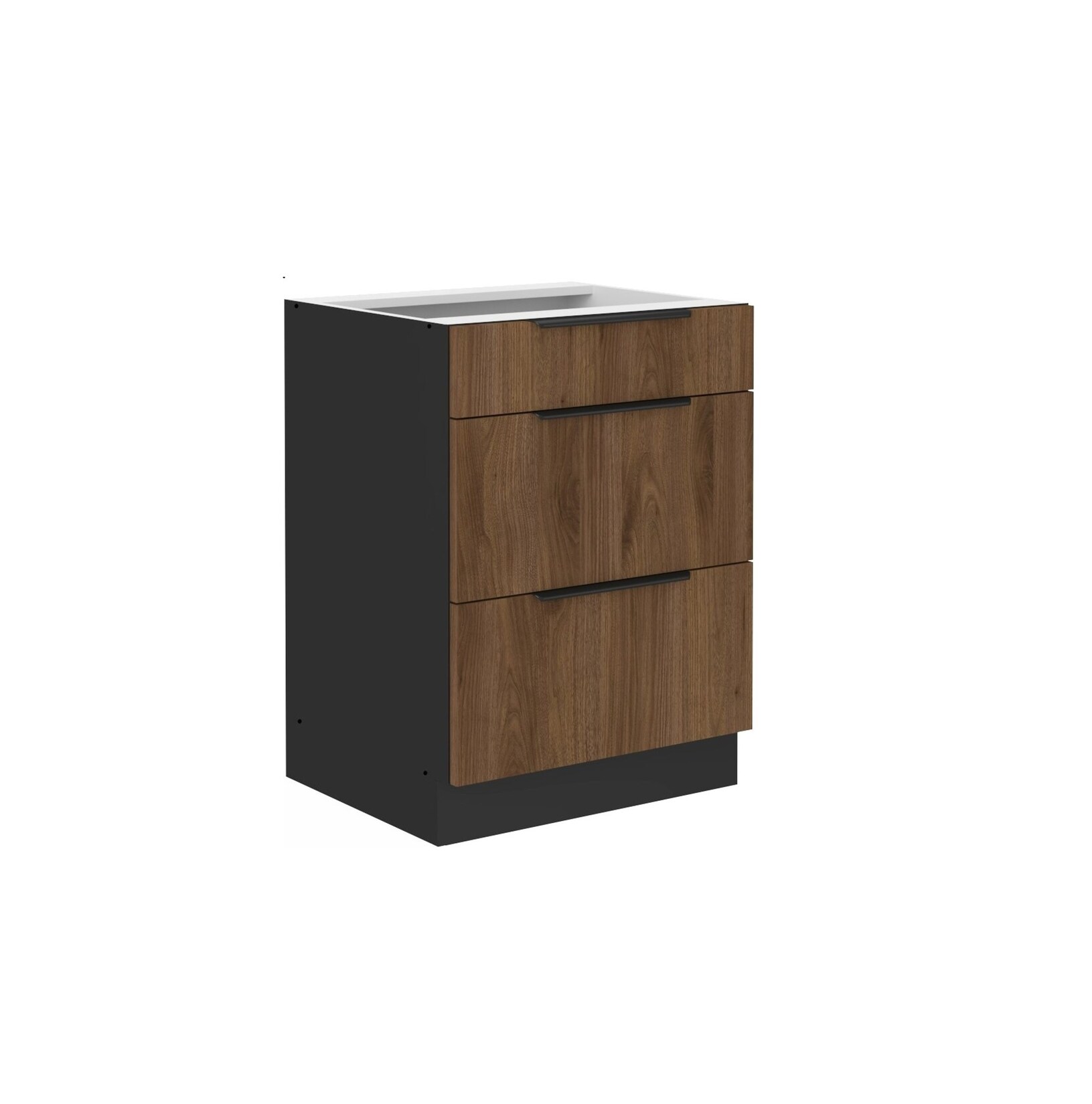 Küchen Unterschrank 60 cm Küche MONZA Okapi Nußbaum Soft-Close Küchenzeile