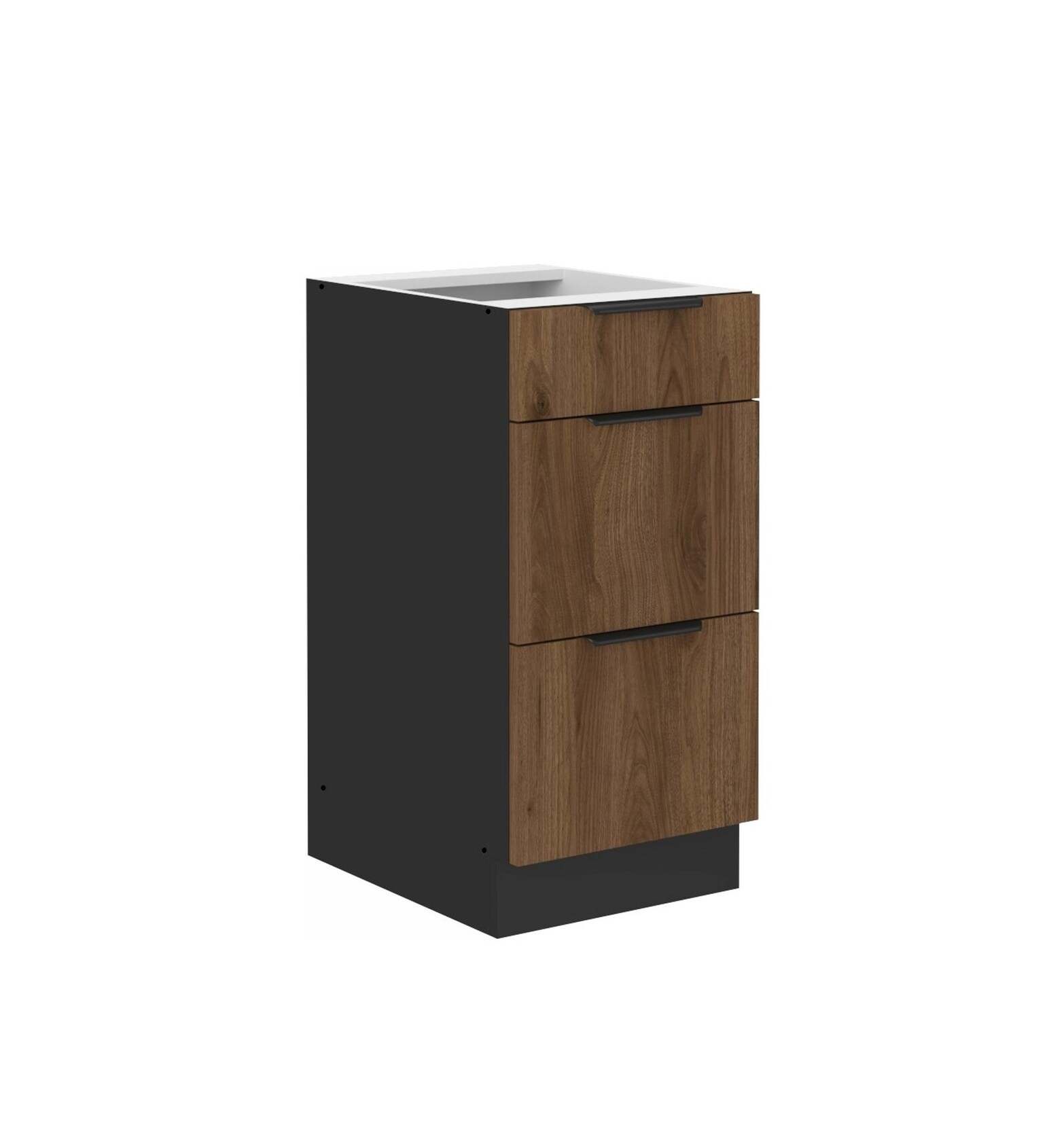 Küchen Unterschrank 40 cm Küche MONZA Okapi Nußbaum Soft-Close Küchenzeile