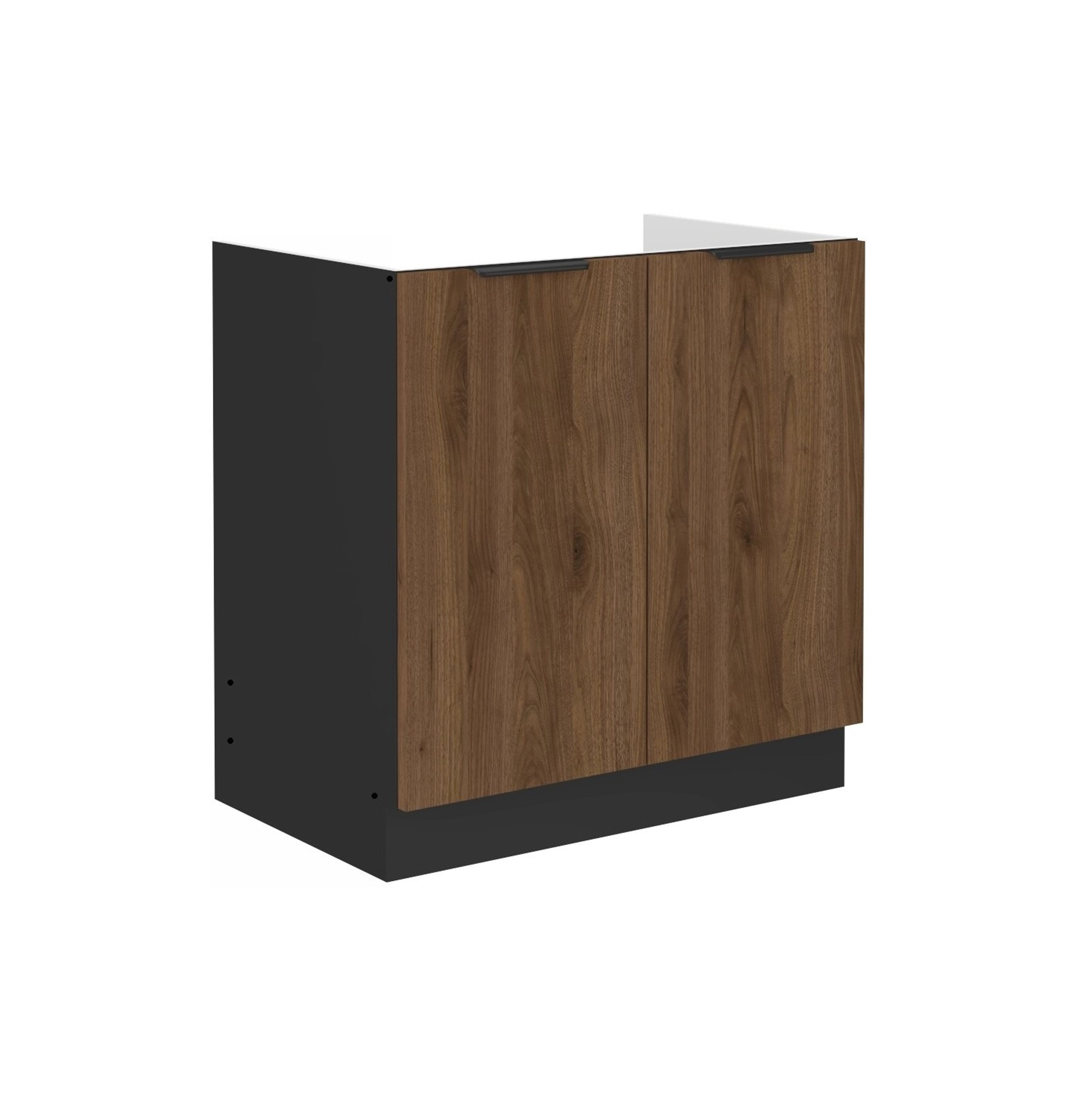 K&uuml;chen Sp&uuml;lenunterschrank 80 cm K&uuml;che MONZA Okapi Nu&szlig;baum K&uuml;chenzeile - Bild 1