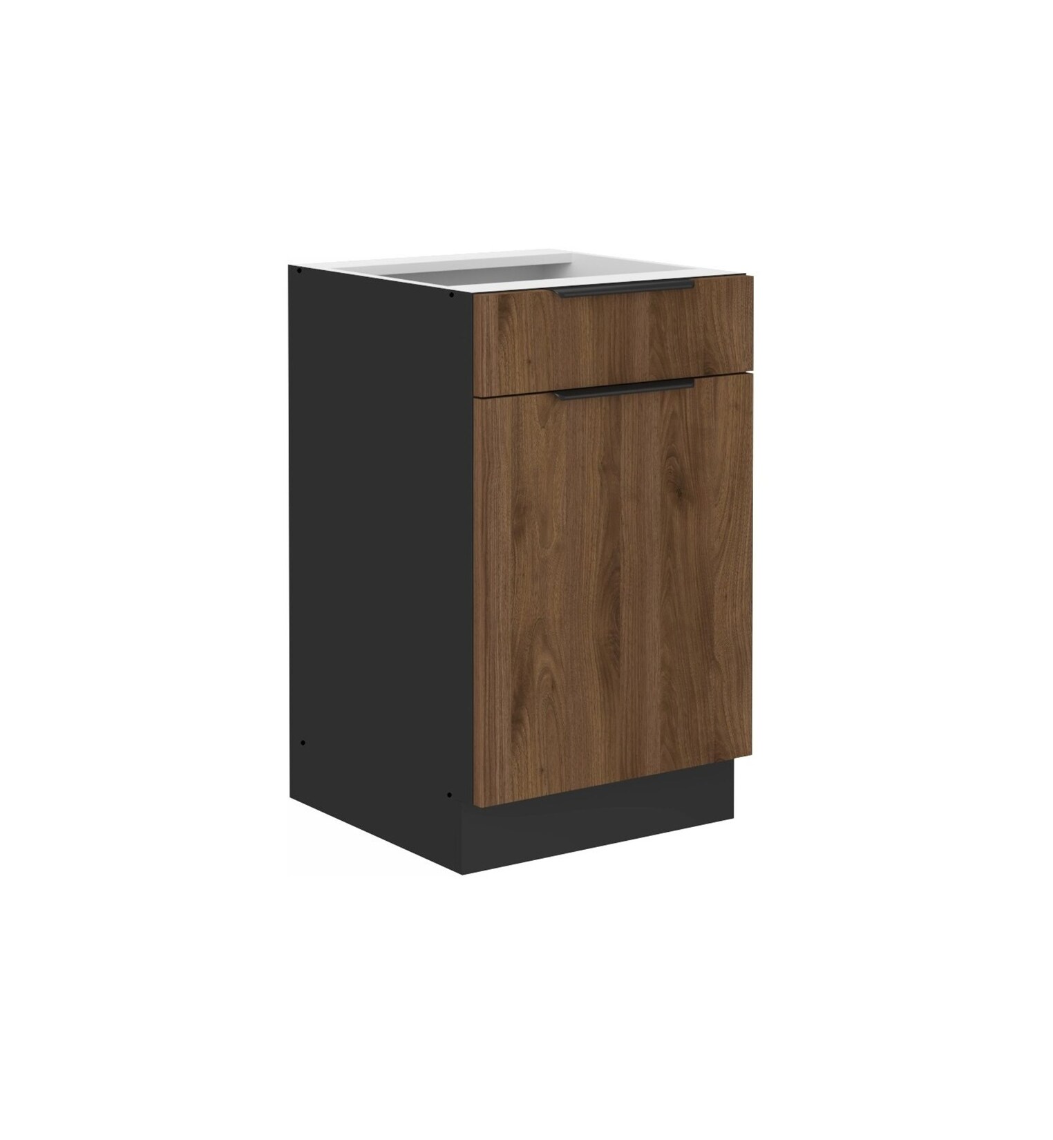 Küchen Unterschrank 50 cm Küche MONZA Okapi Nußbaum Soft-Close Küchenzeile