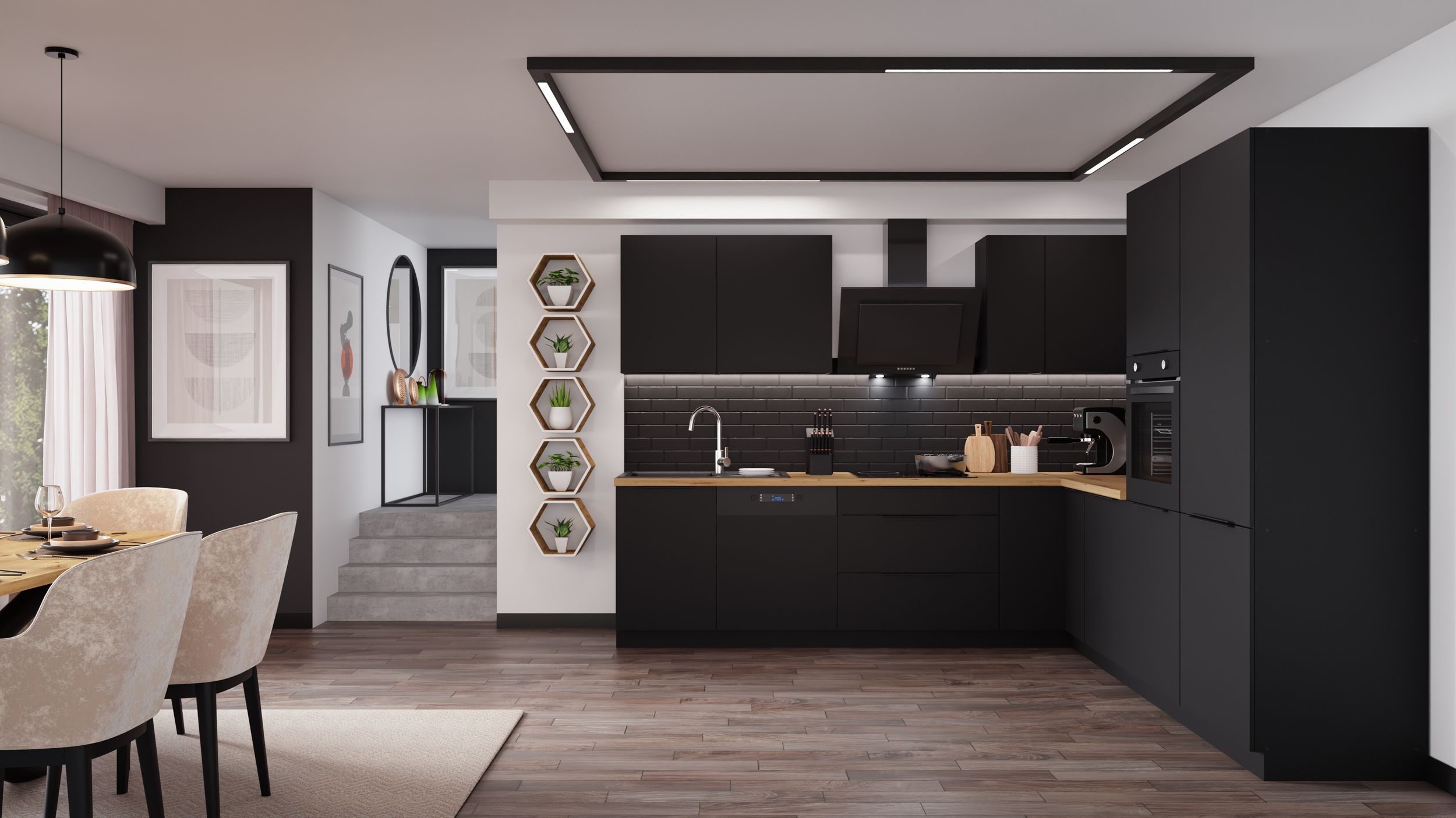 Winkelk&uuml;che SIENA 280x270 cm K&uuml;chenzeile Einbauk&uuml;che Eckk&uuml;che K&uuml;che Schwarz matt - Bild 1