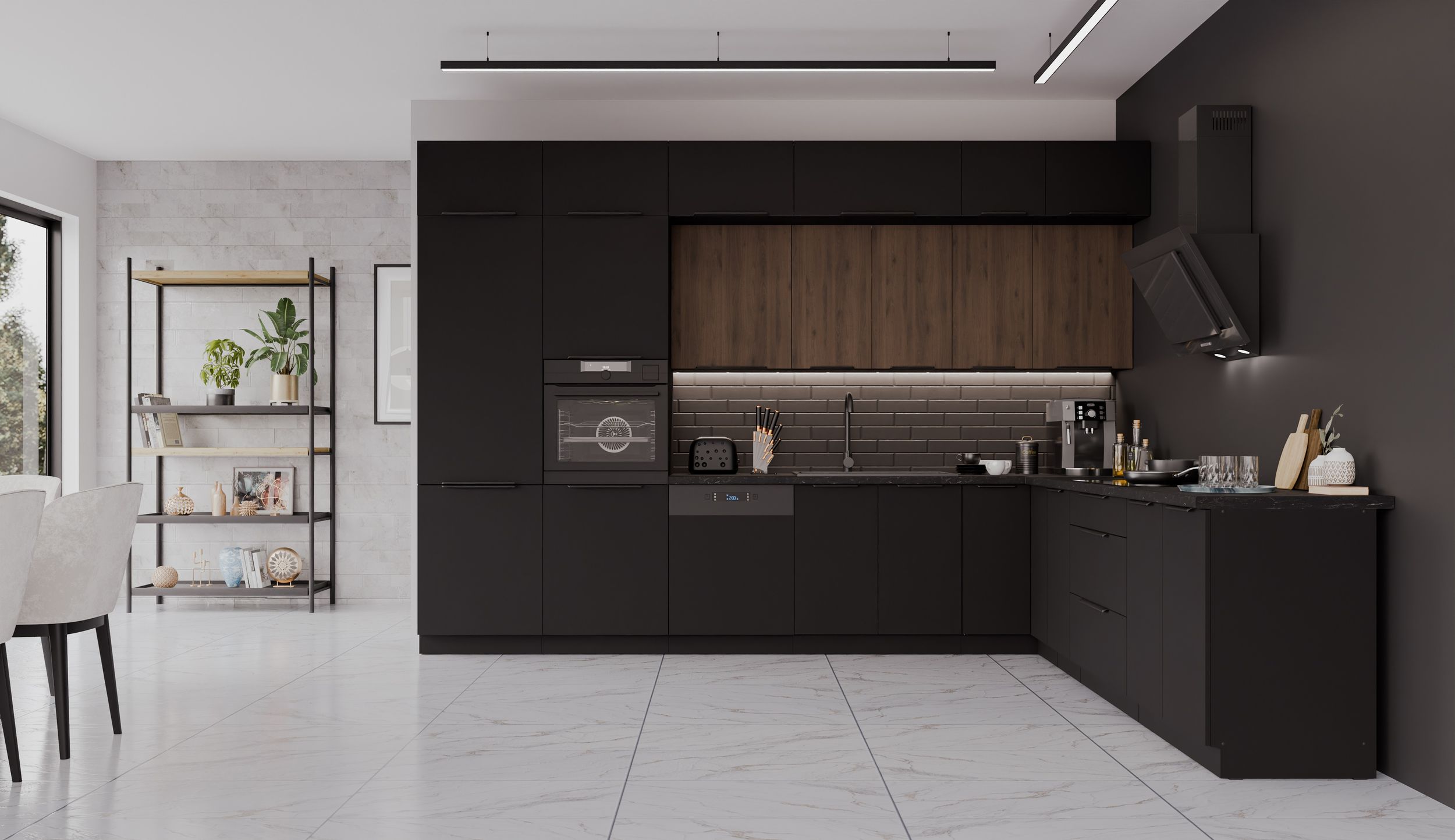 Winkelk&uuml;che SIENA + MONZA 350x290 cm K&uuml;chenzeile Eckk&uuml;che K&uuml;che XL Stauraum - Bild 1