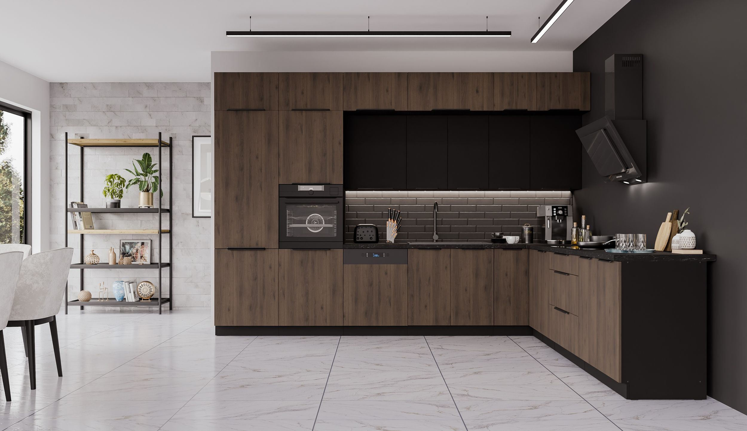 Winkelk&uuml;che MONZA + SIENA 350x290 K&uuml;chenzeile Eckk&uuml;che K&uuml;che Okapi XL Stauraum - Bild 1