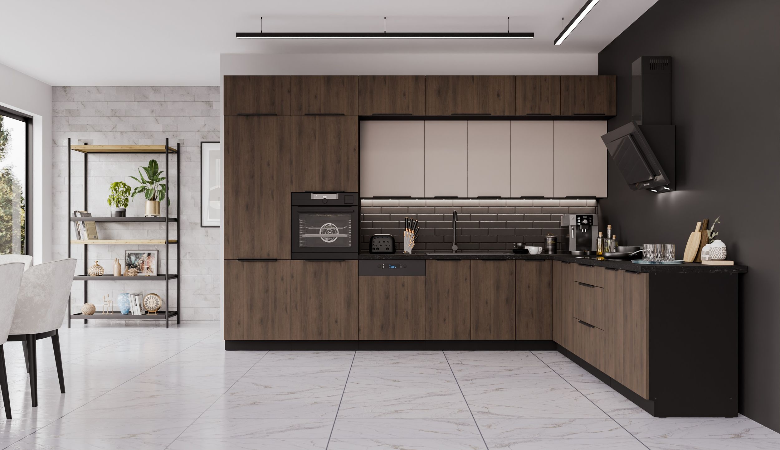 Winkelk&uuml;che MONZA ARONA 350x290 K&uuml;chenzeile Eckk&uuml;che K&uuml;che Kaschmir XL Stauraum - Bild 1