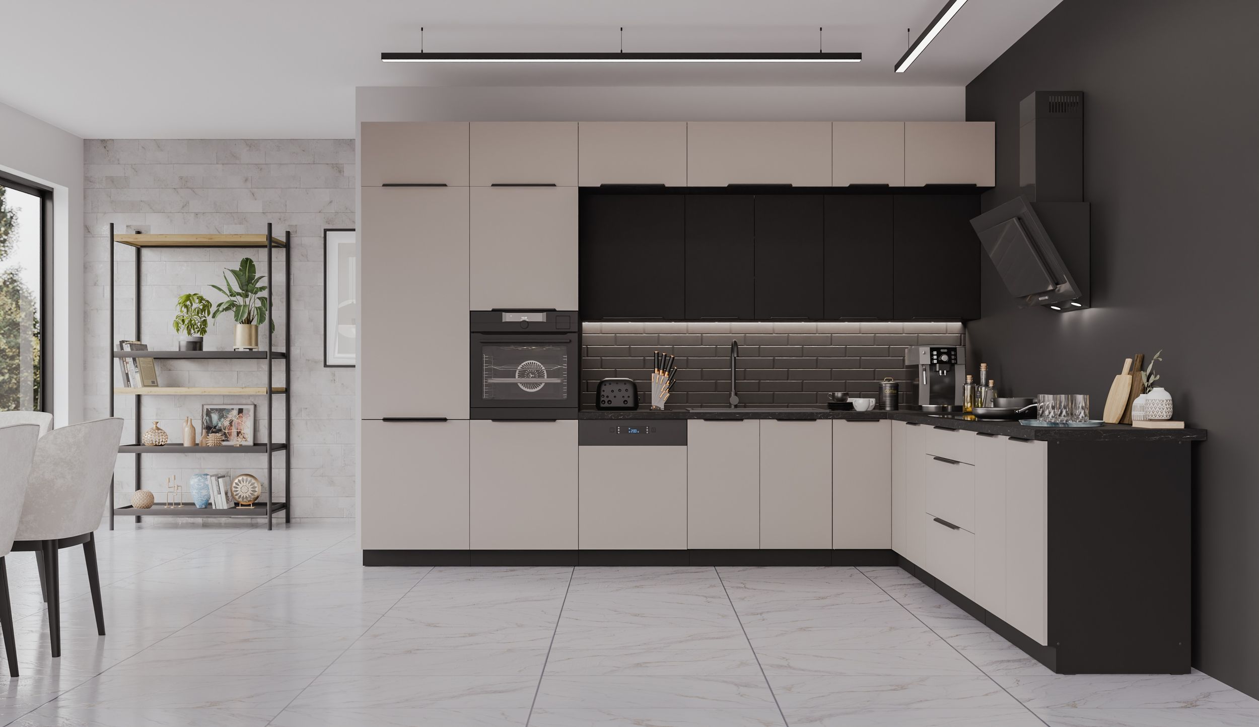 Winkelk&uuml;che ARONA SIENA 350x290 K&uuml;chenzeile Eckk&uuml;che K&uuml;che Kaschmir XL Stauraum - Bild 1