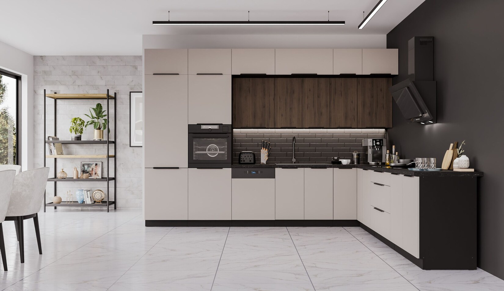 Winkelküche ARONA MONZA 350×290 Küchenzeile Eckküche Küche Kaschmir XL Stauraum | 04255832101166