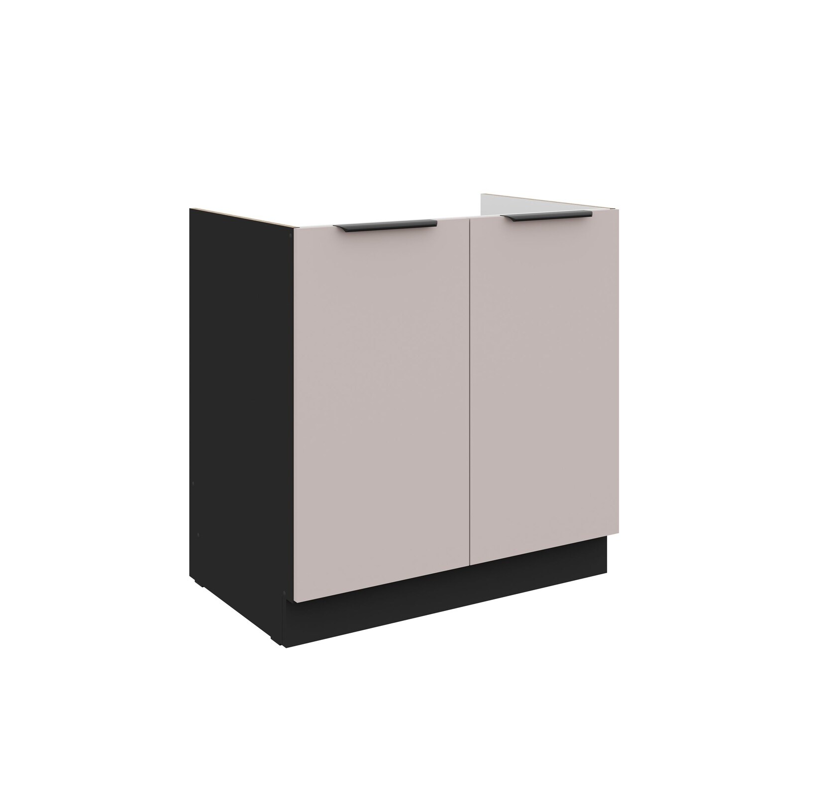 Küchen Spülenunterschrank 80 cm Küche ARONA Kaschmir beige Schwarz Küchenzeile