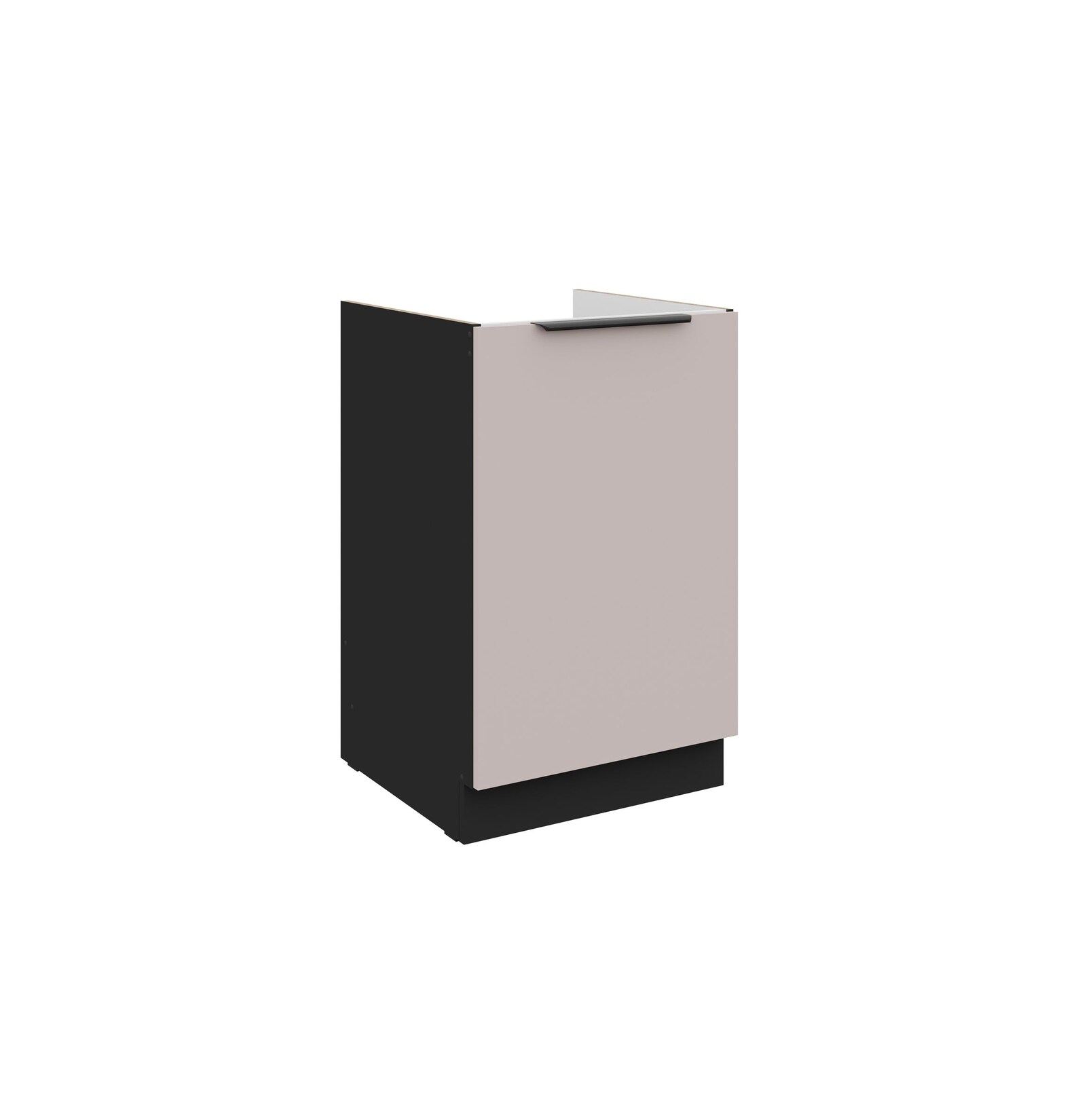 Küchen Spülenunterschrank 50 cm Küche ARONA Kaschmir beige Schwarz Küchenzeile