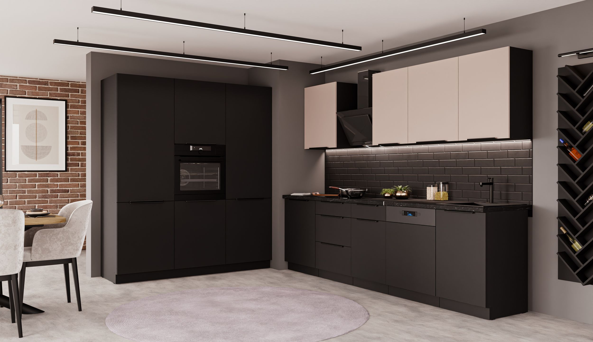 K&uuml;che SIENA + ARONA 280 + 180 cm K&uuml;chenzeile K&uuml;chenblock Einbauk&uuml;che Kaschmir - Bild 1