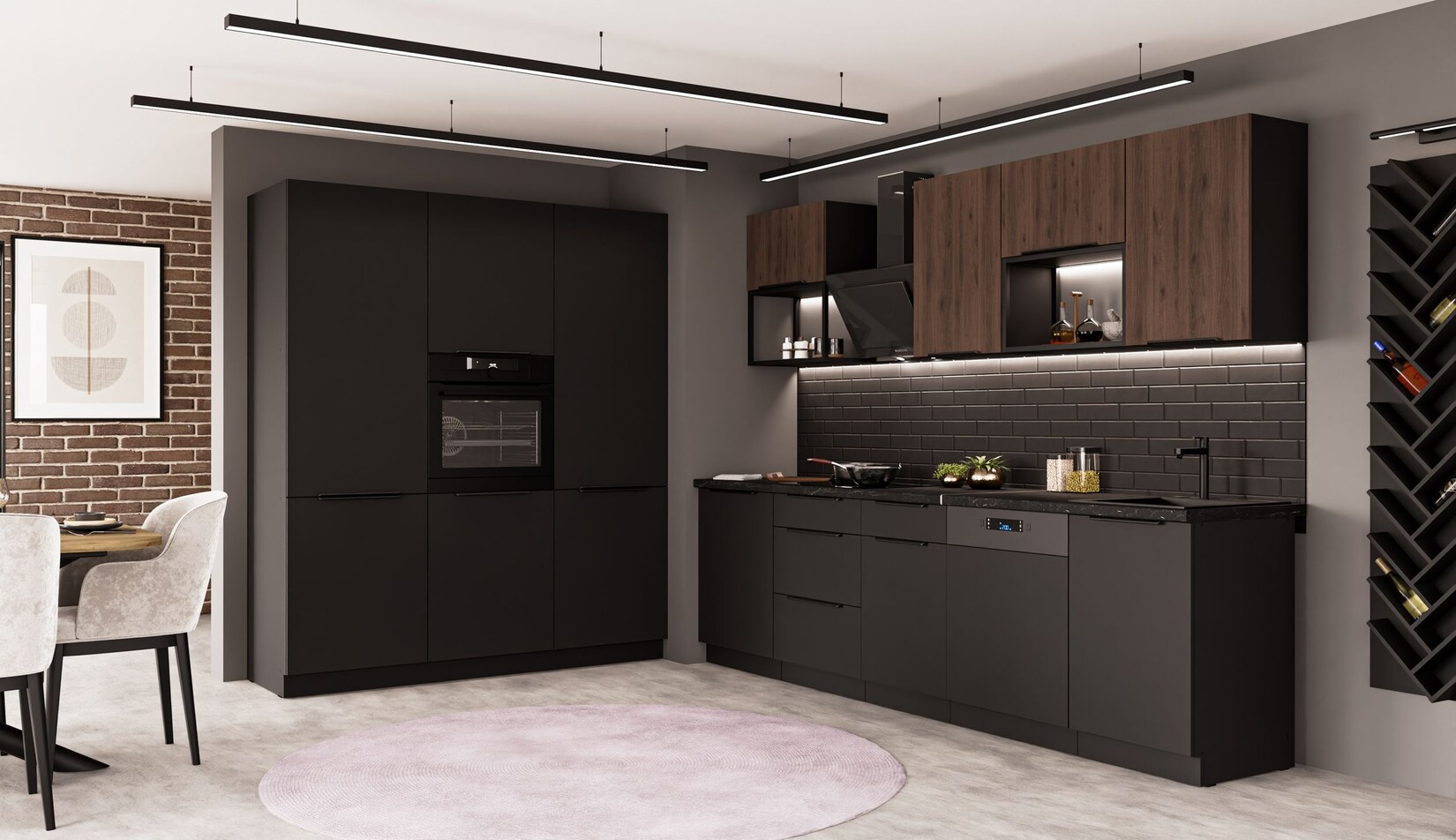 Küche SIENA + MONZA LOFT 280 + 180 Küchenzeile Küchenblock Einbauküche Nussbaum | 04255832101906