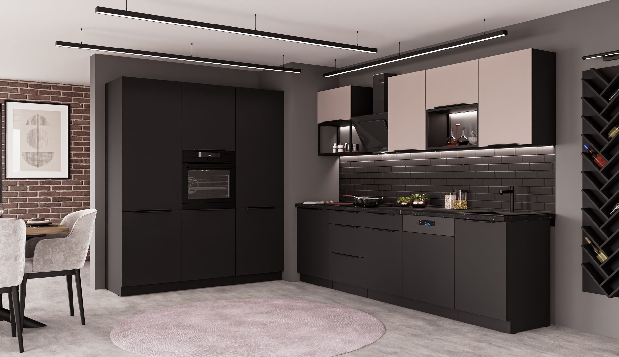 K&uuml;che SIENA + ARONA LOFT 280 + 180 K&uuml;chenzeile K&uuml;chenblock Einbauk&uuml;che Kaschmir - Bild 1