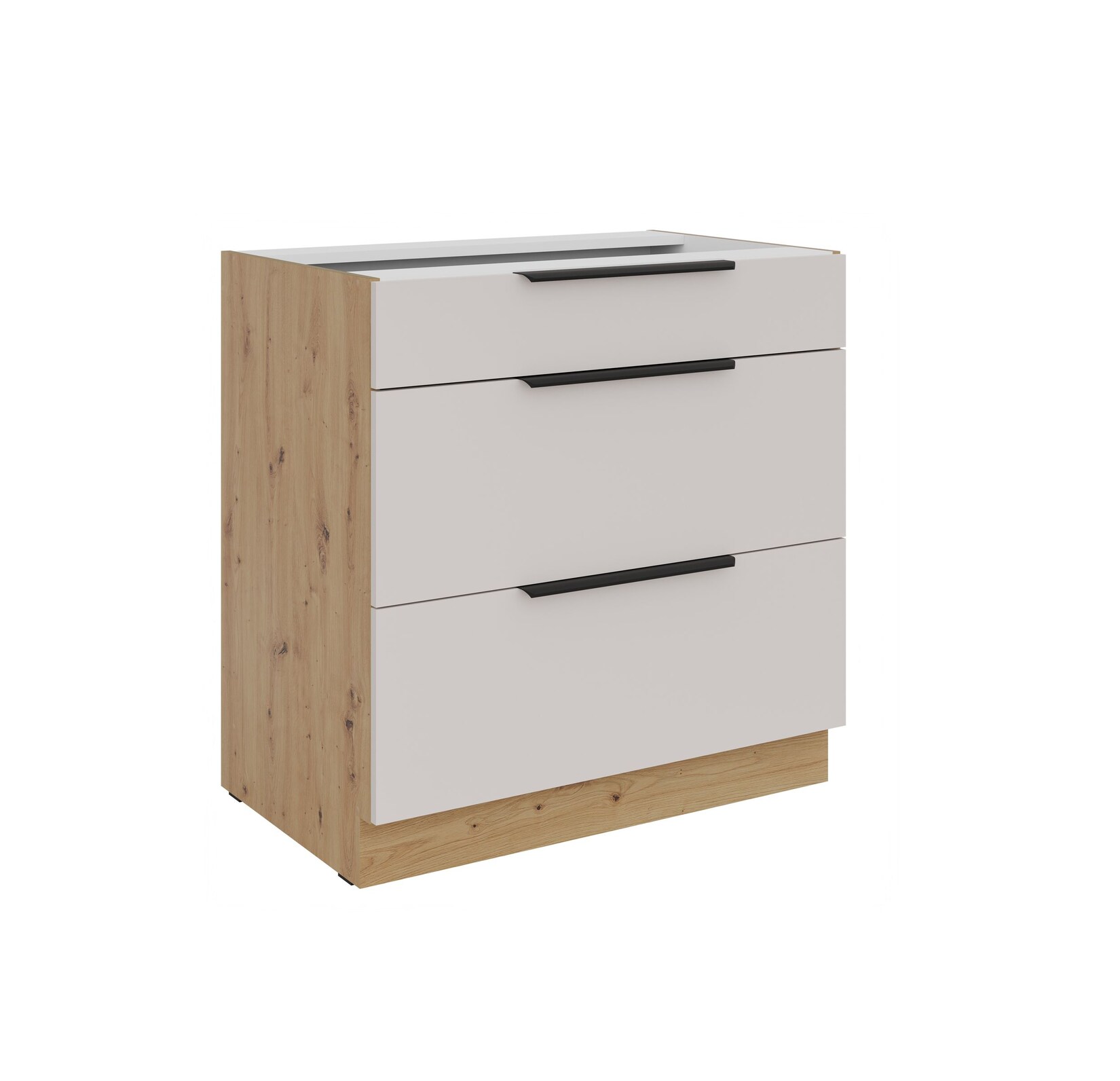 Küchen Unterschrank 80 cm Küche SOLANO Kaschmir beige Soft-Close Küchenzeile