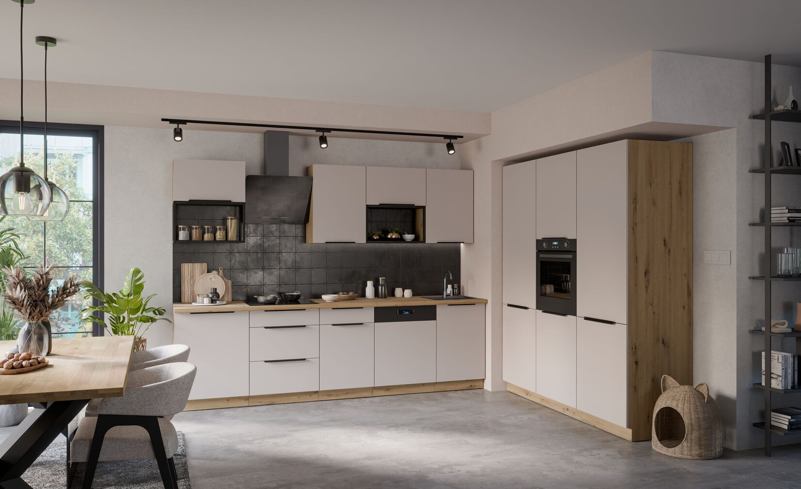 Küche SOLANO LOFT 280 + 180 Küchenzeile Küchenblock Einbauküche Kaschmir Eiche | 04255832102538