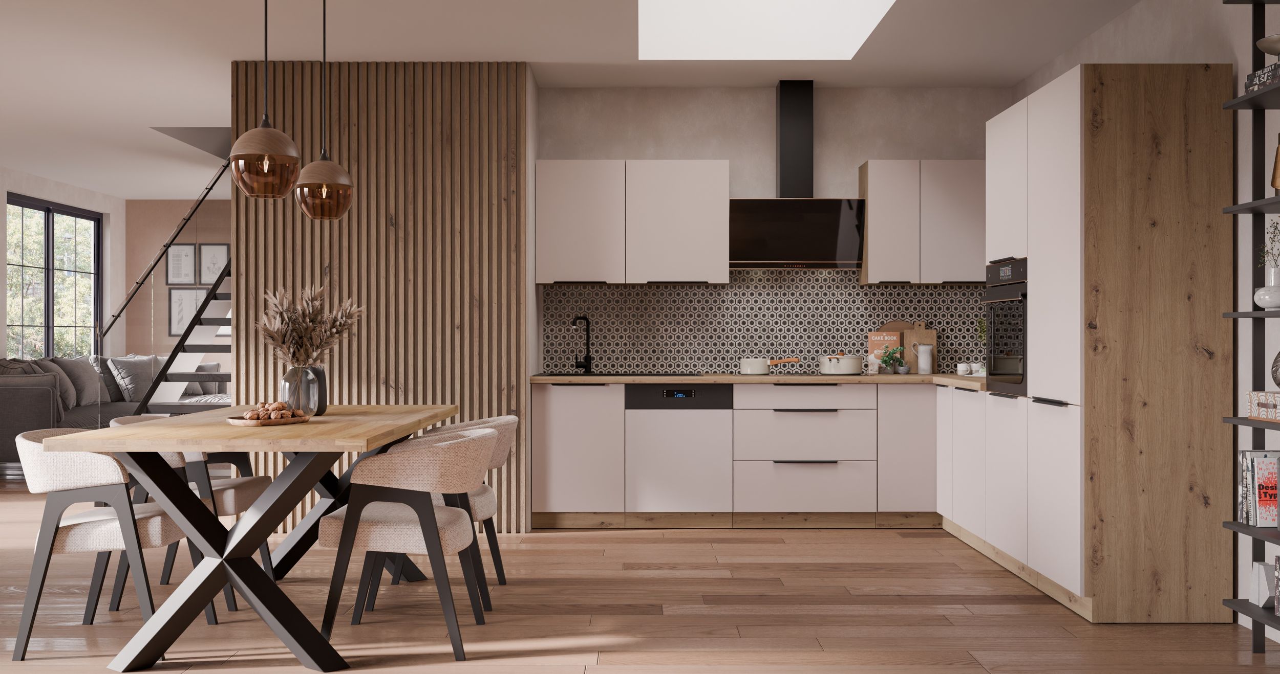 Winkelk&uuml;che SOLANO 280x270 cm K&uuml;chenzeile Eckk&uuml;che K&uuml;che Kaschmir Eiche Artisan - Bild 1